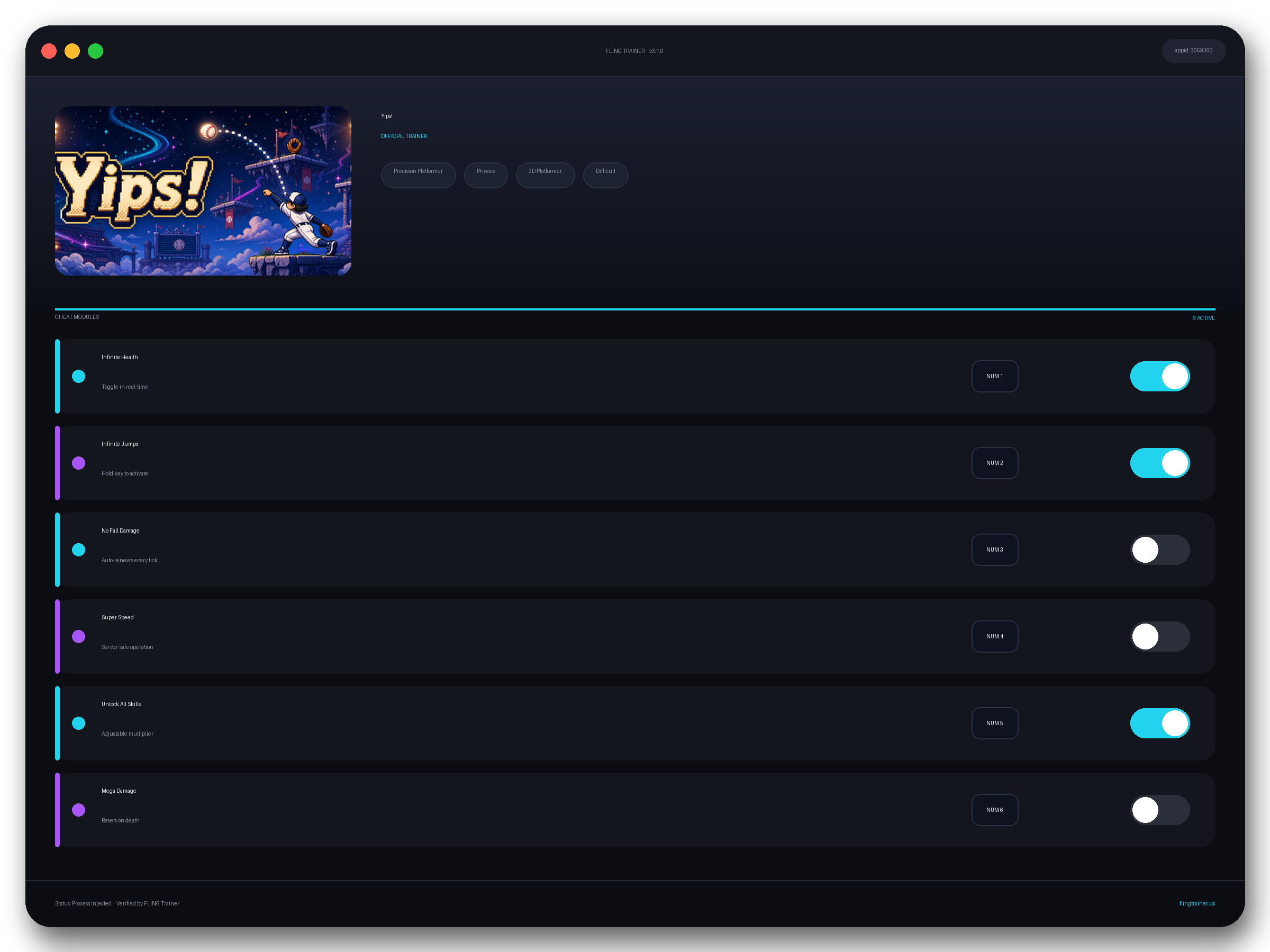Yips! Trainer interface