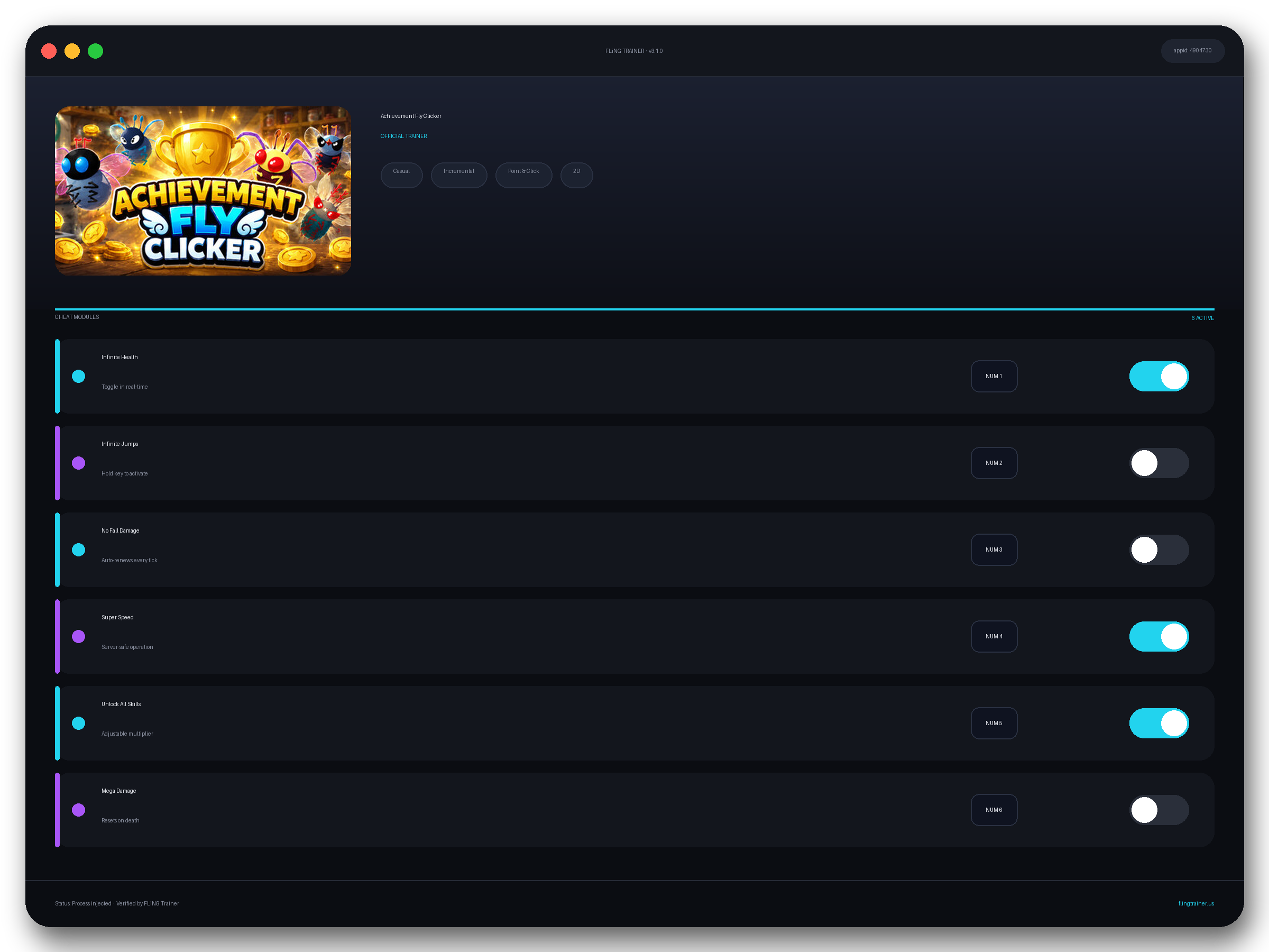 Achievement Fly Clicker Trainer interface