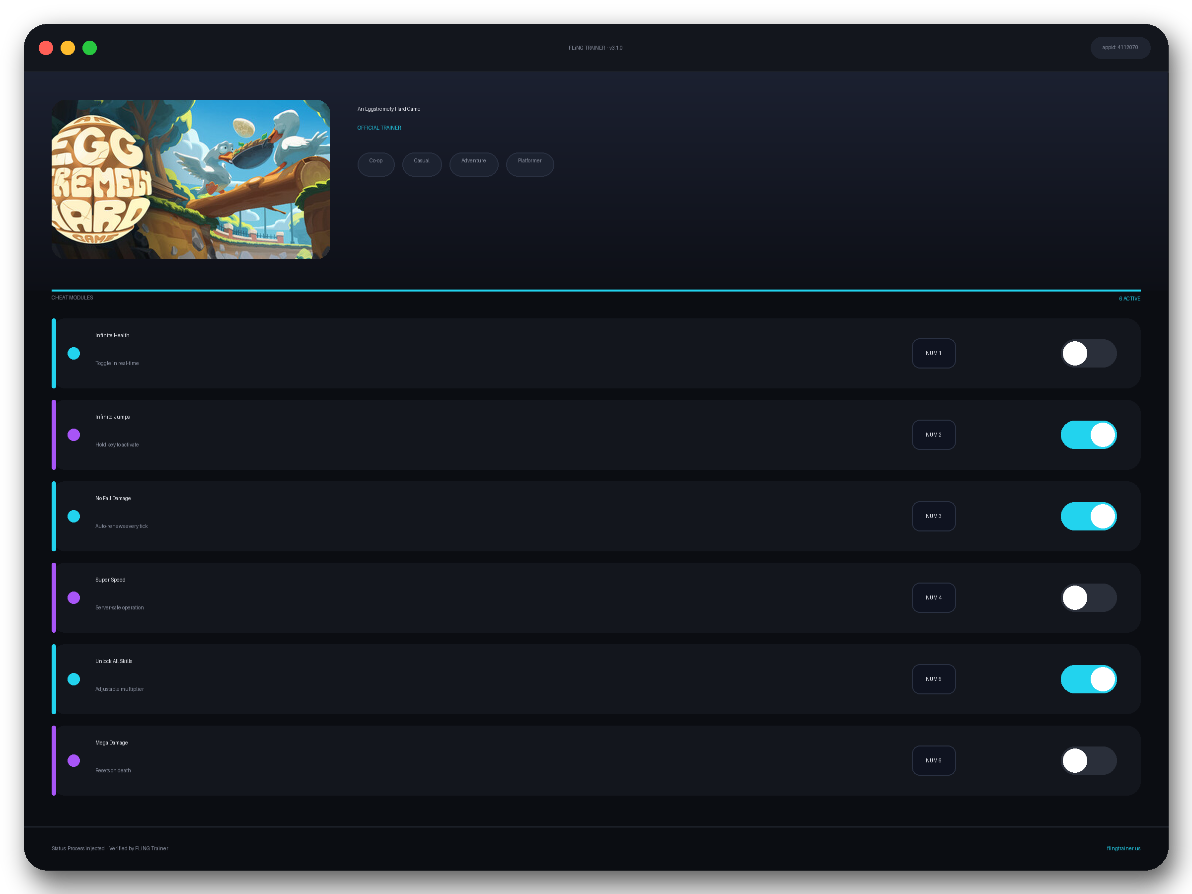 An Eggstremely Hard Game Trainer interface