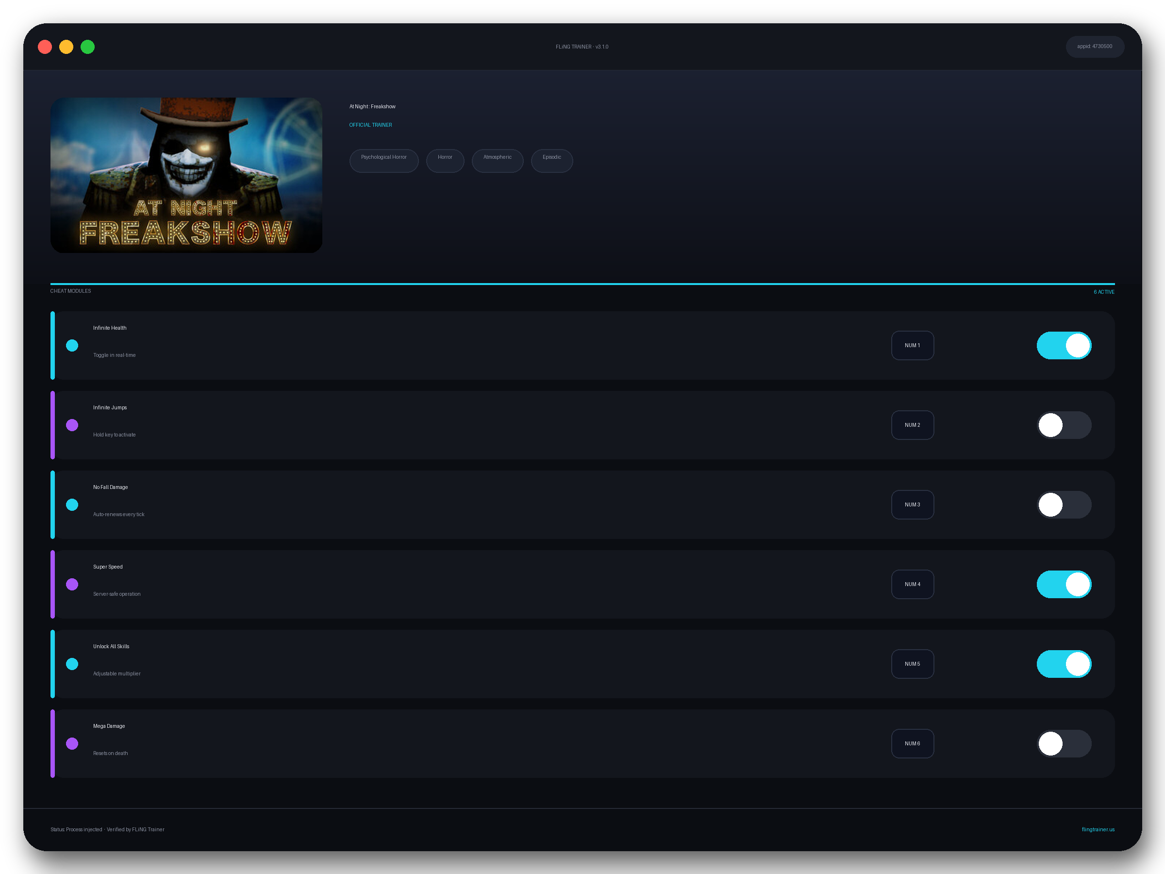 At Night : Freakshow Trainer interface