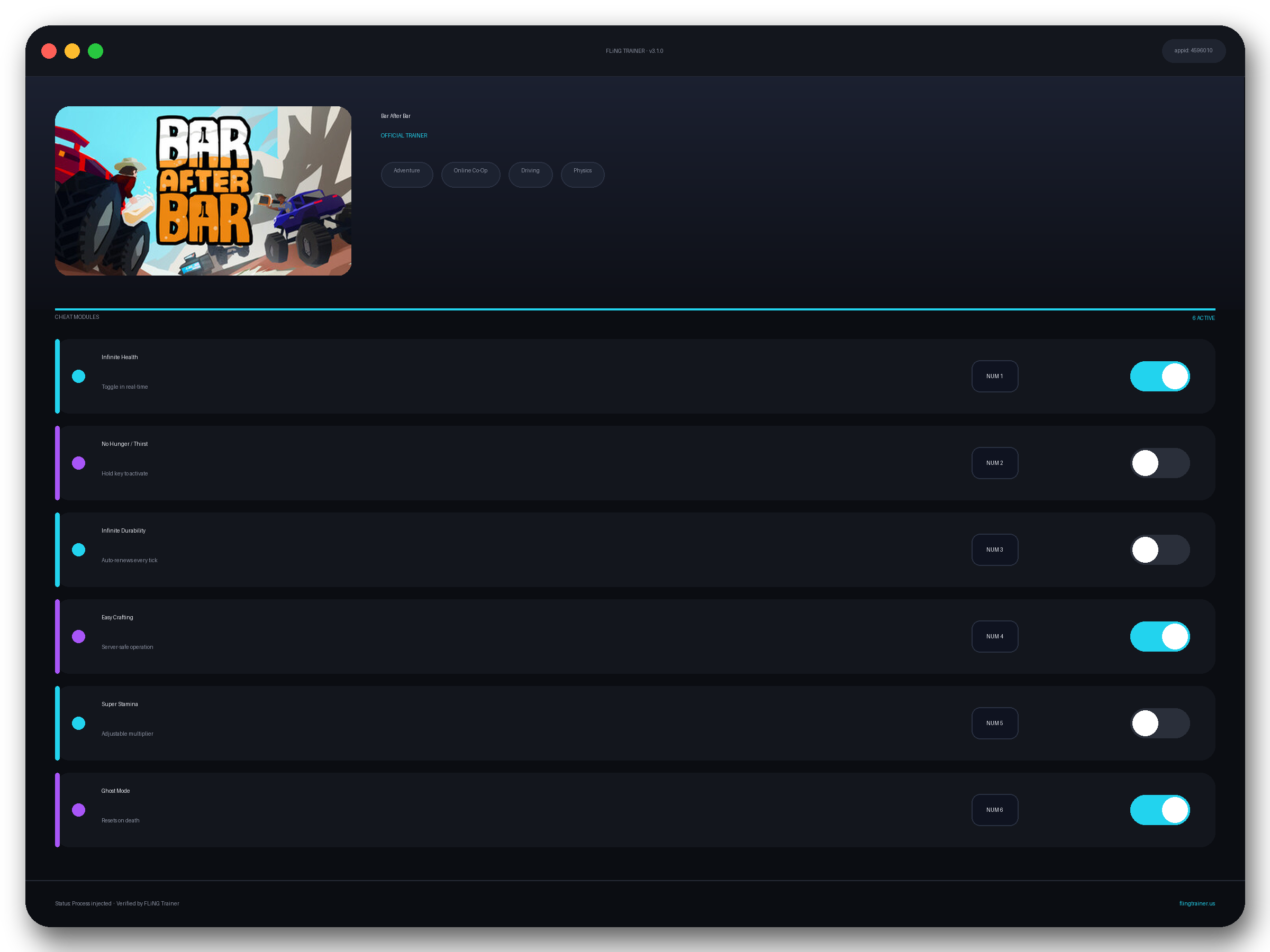 Bar After Bar Trainer interface
