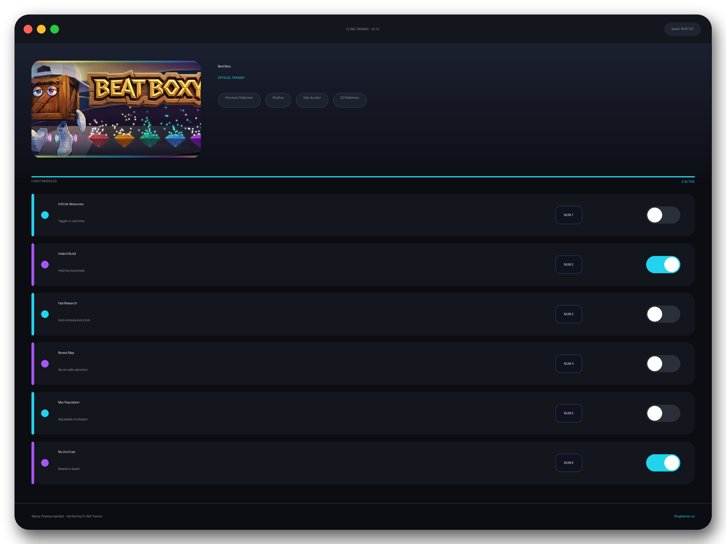 Beat Boxy Trainer interface