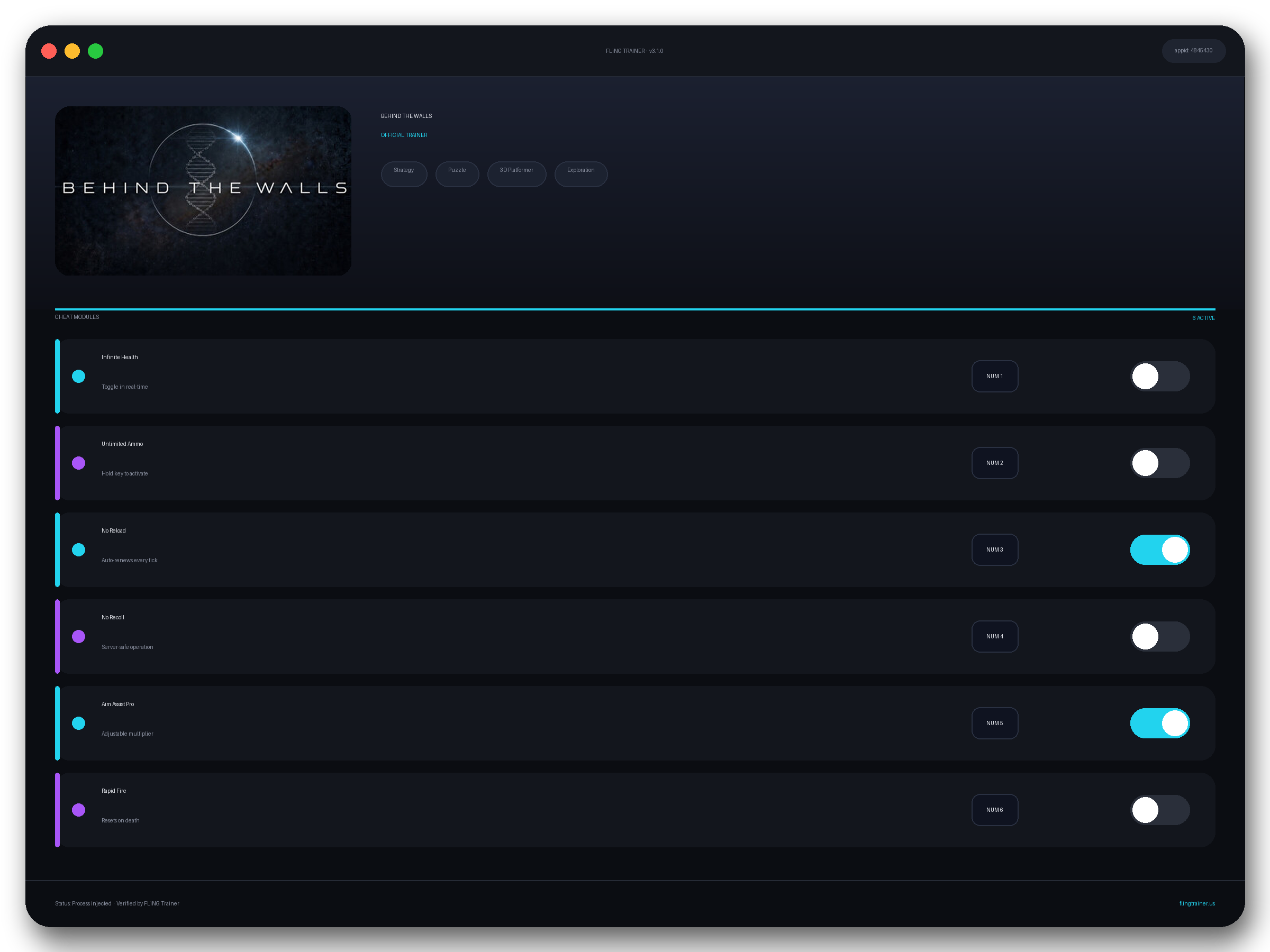 BEHIND THE WALLS Trainer interface
