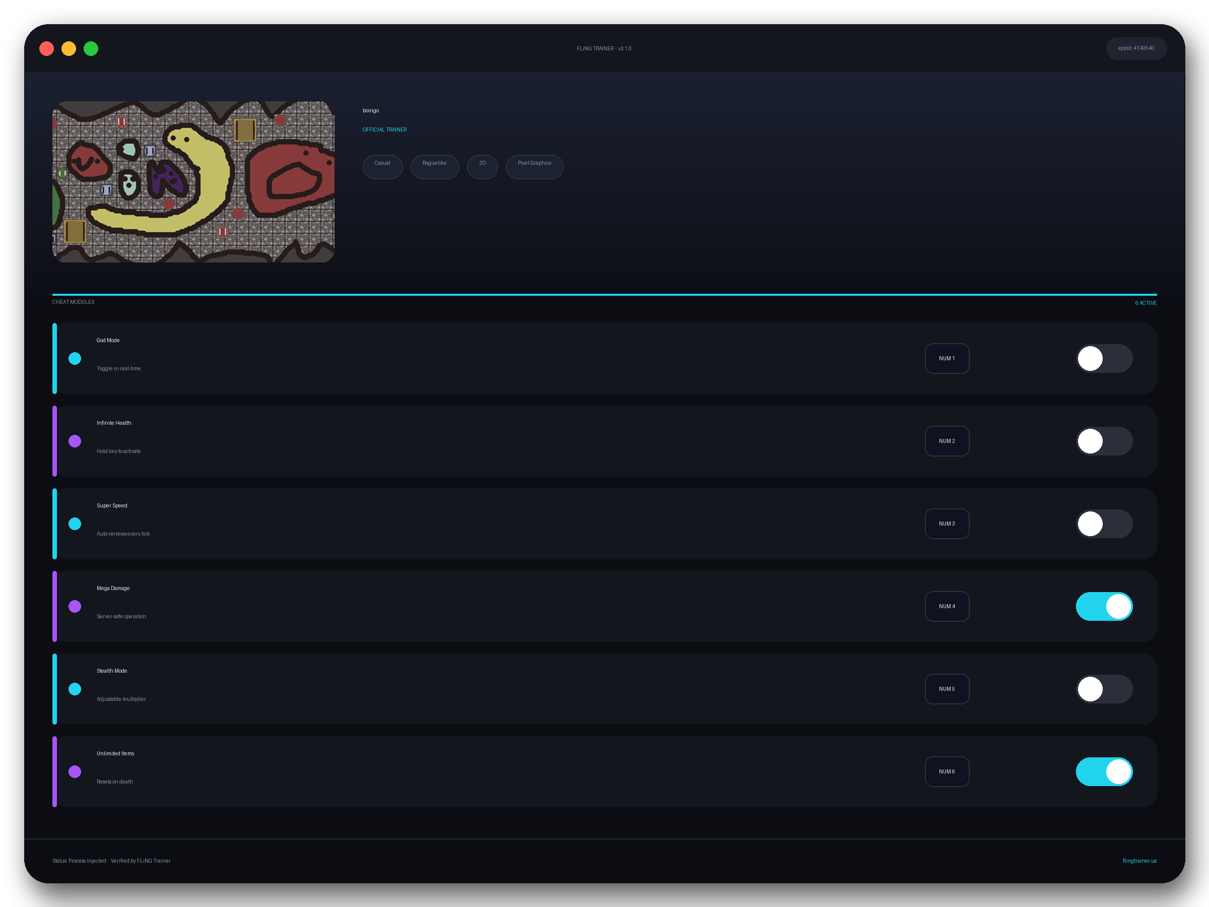 boingo Trainer interface