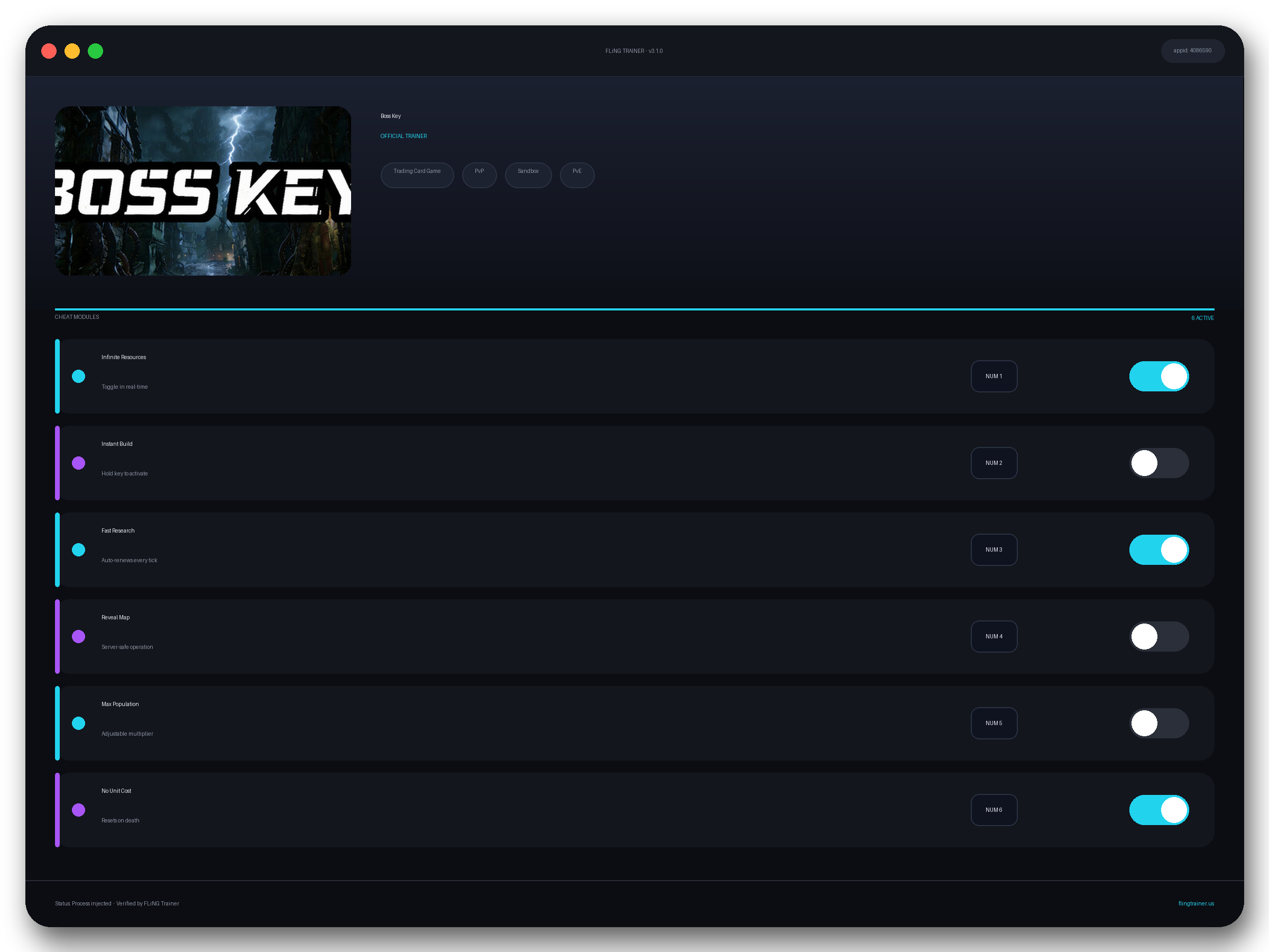 Boss Key Trainer interface