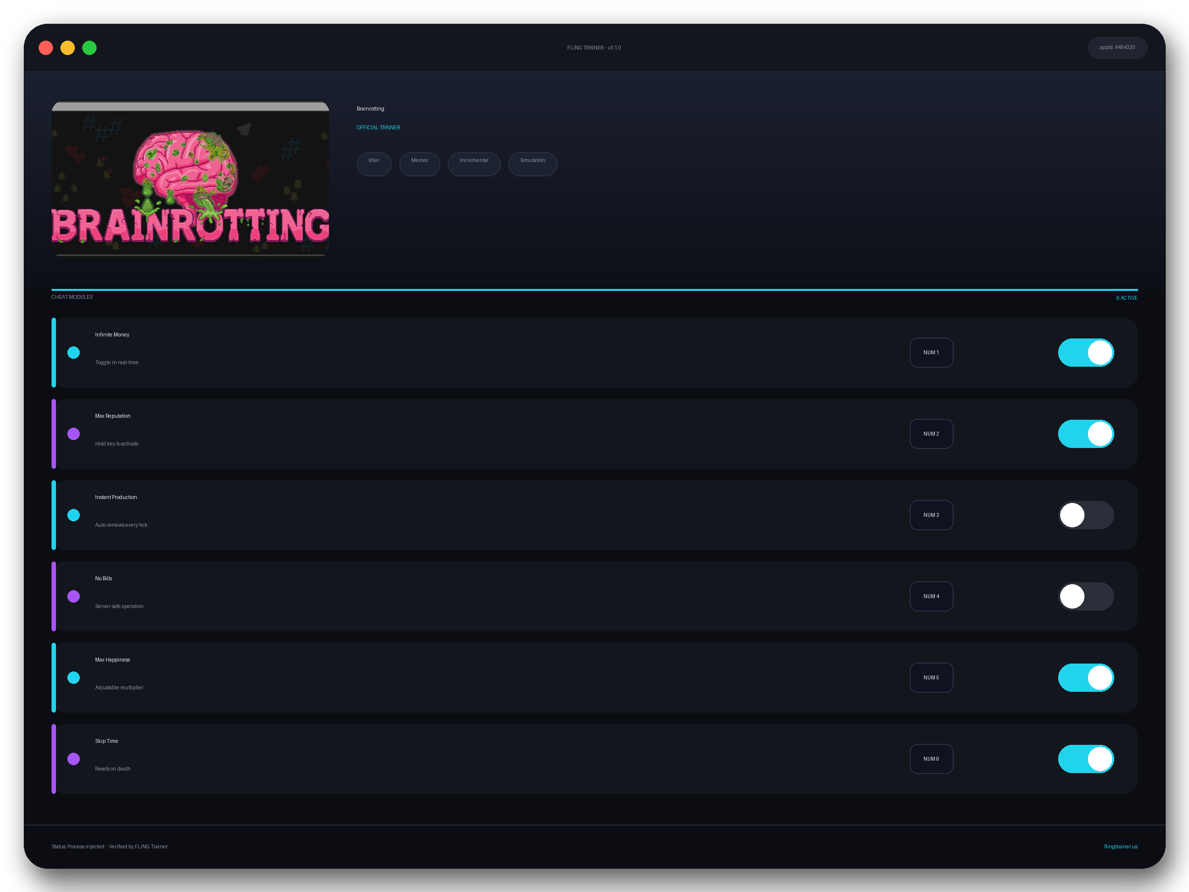 Brainrotting Trainer interface