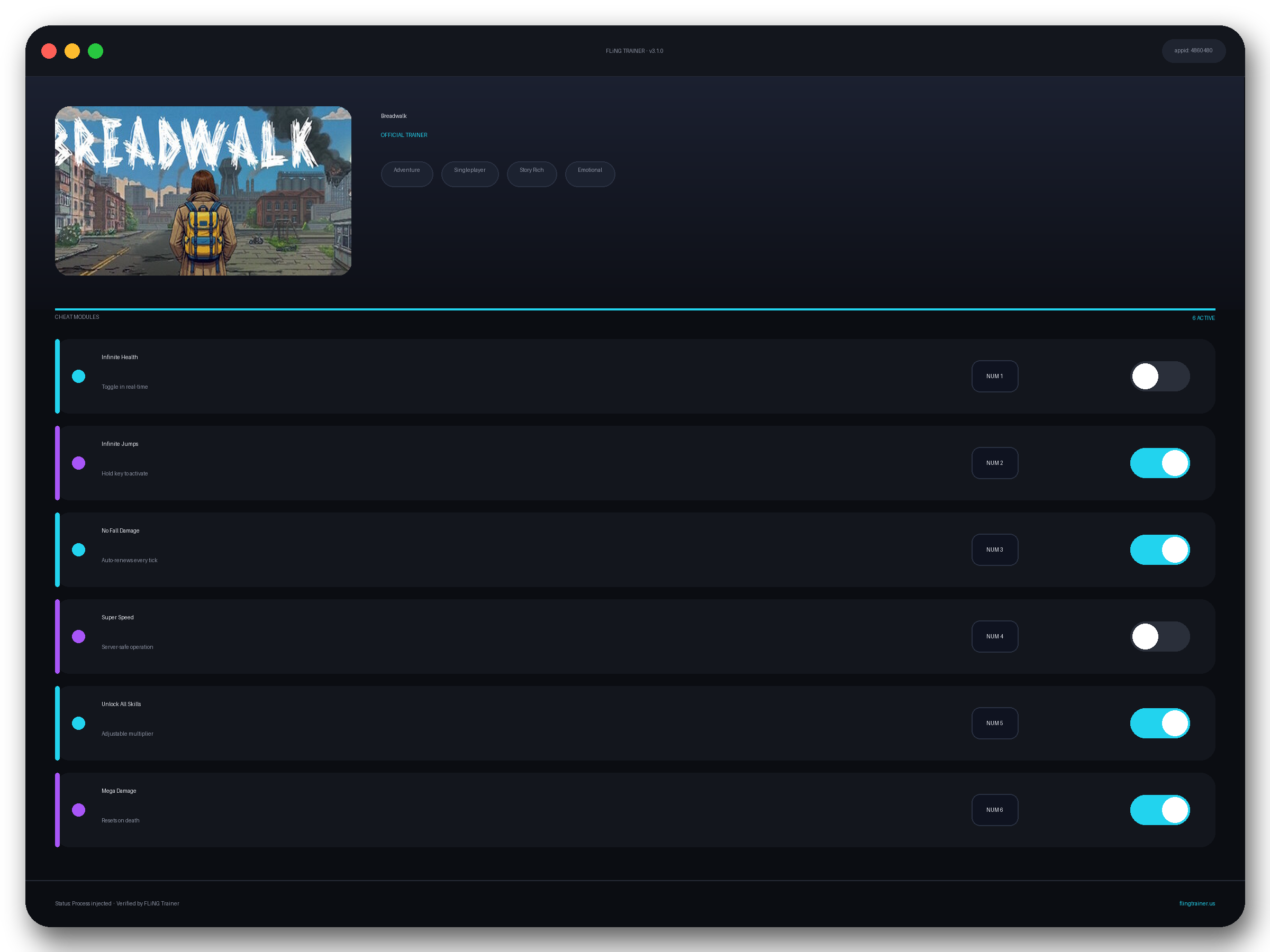 Breadwalk Trainer interface