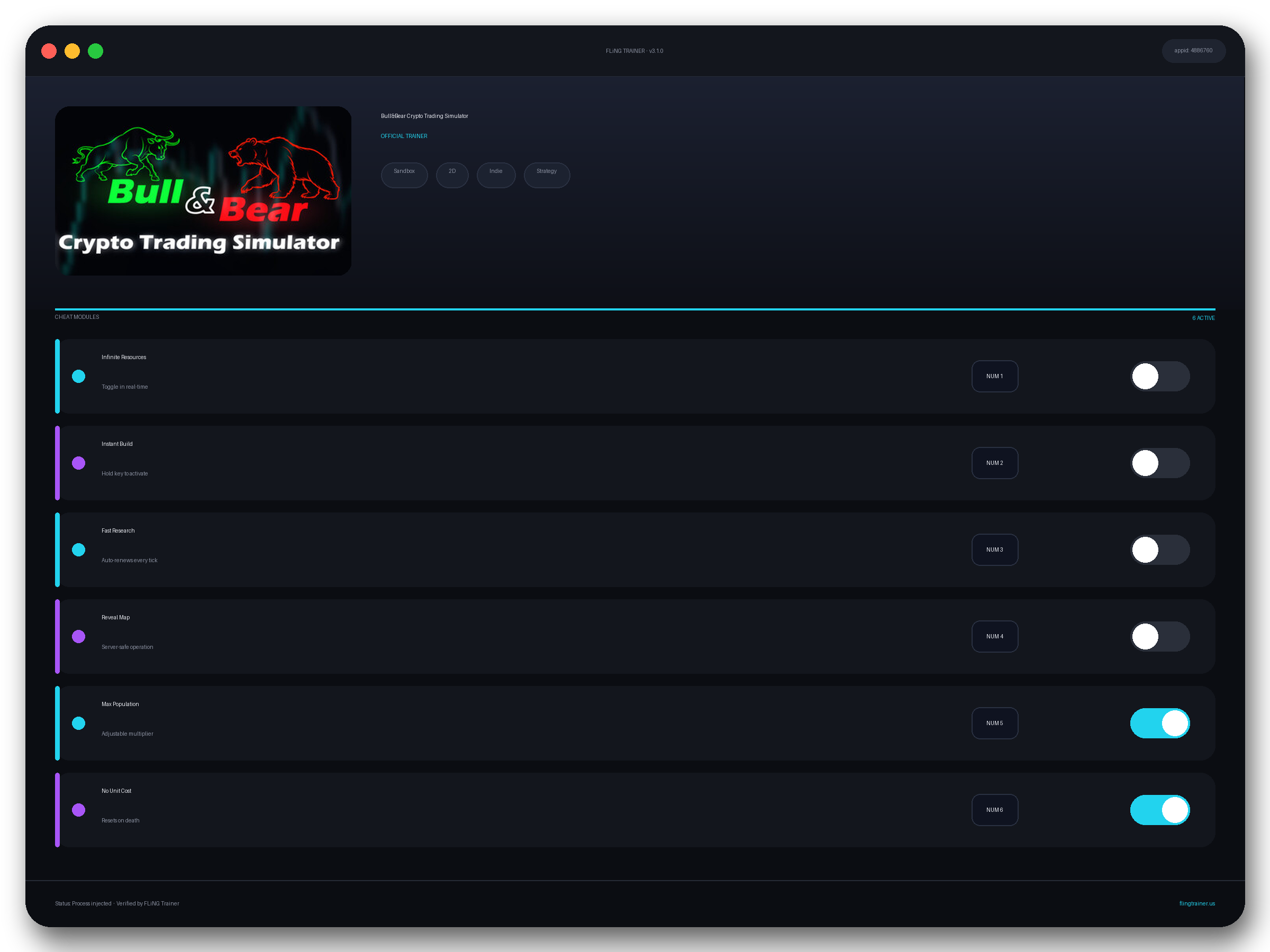 Bull&Bear Crypto Trading Simulator Trainer interface