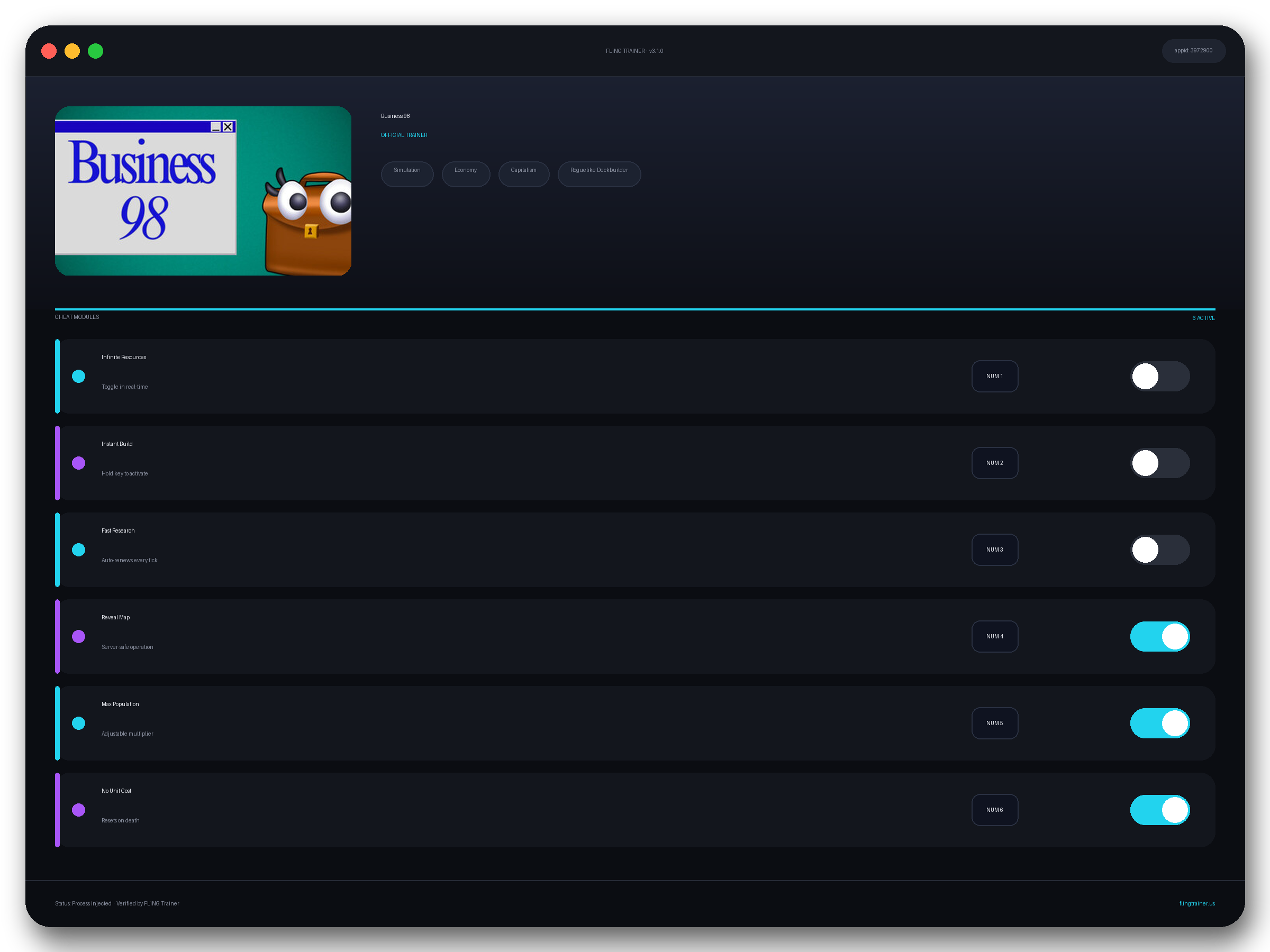 Business 98 Trainer interface