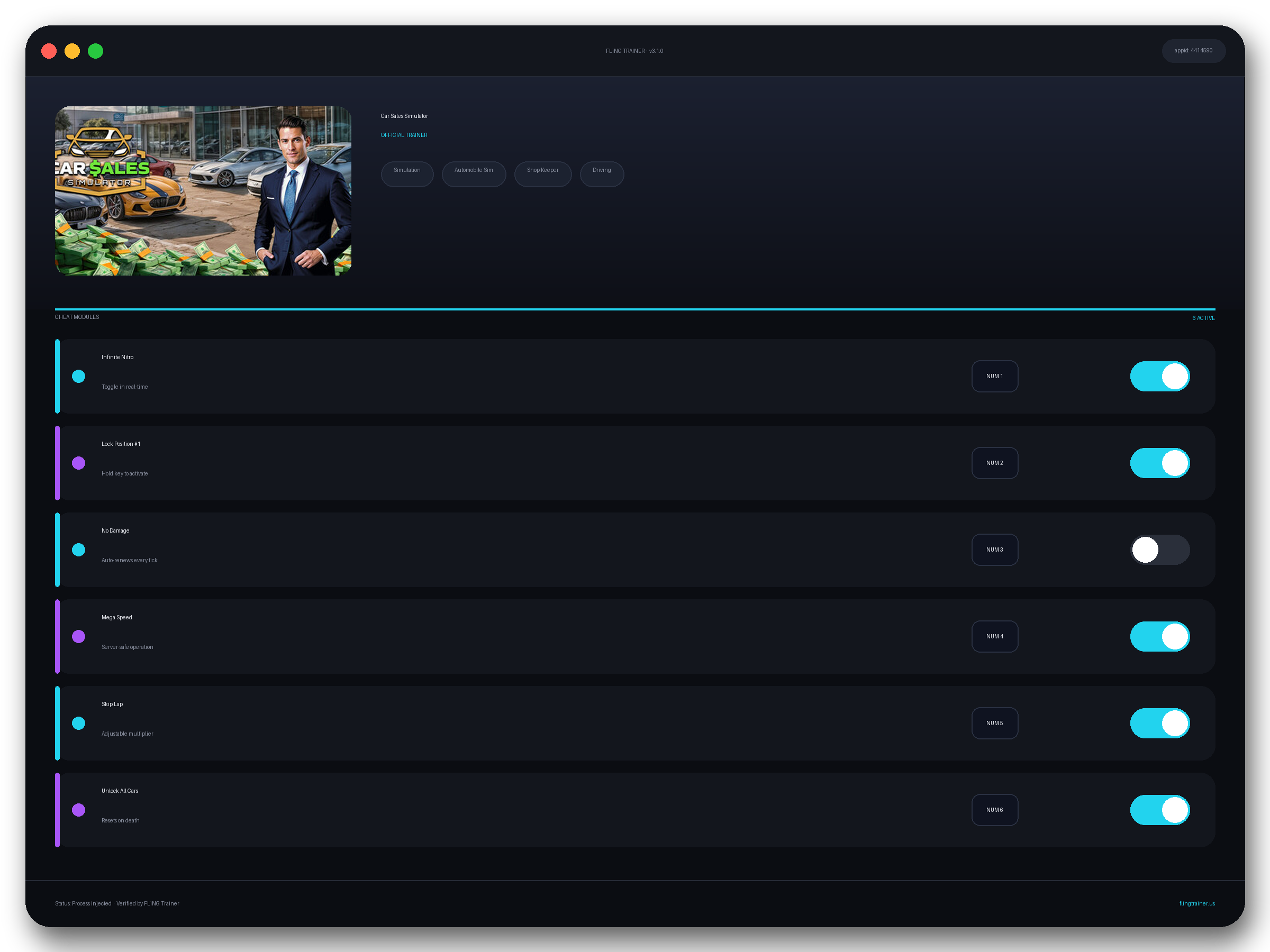 Car Sales Simulator Trainer interface