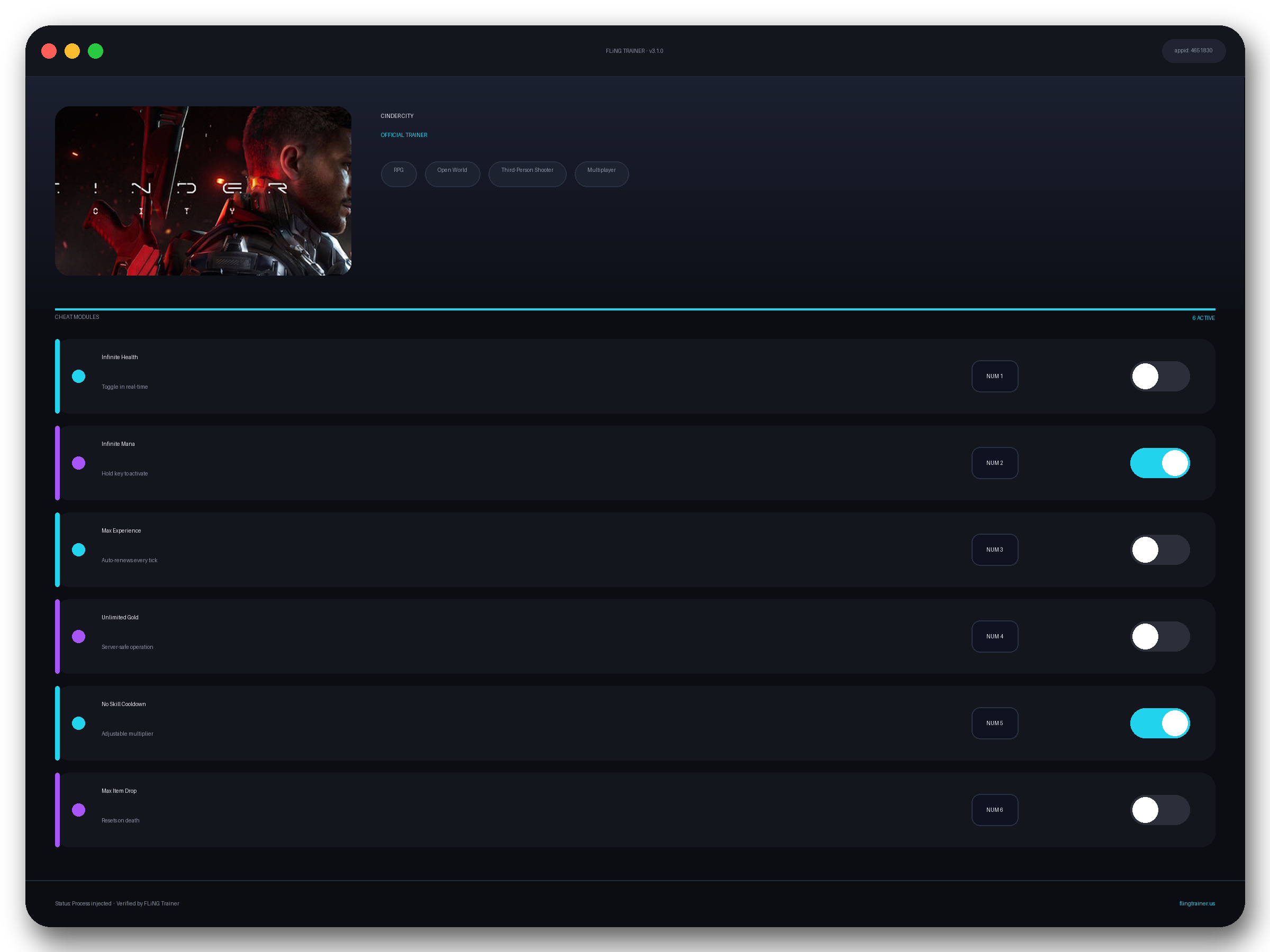CINDER CITY Trainer interface