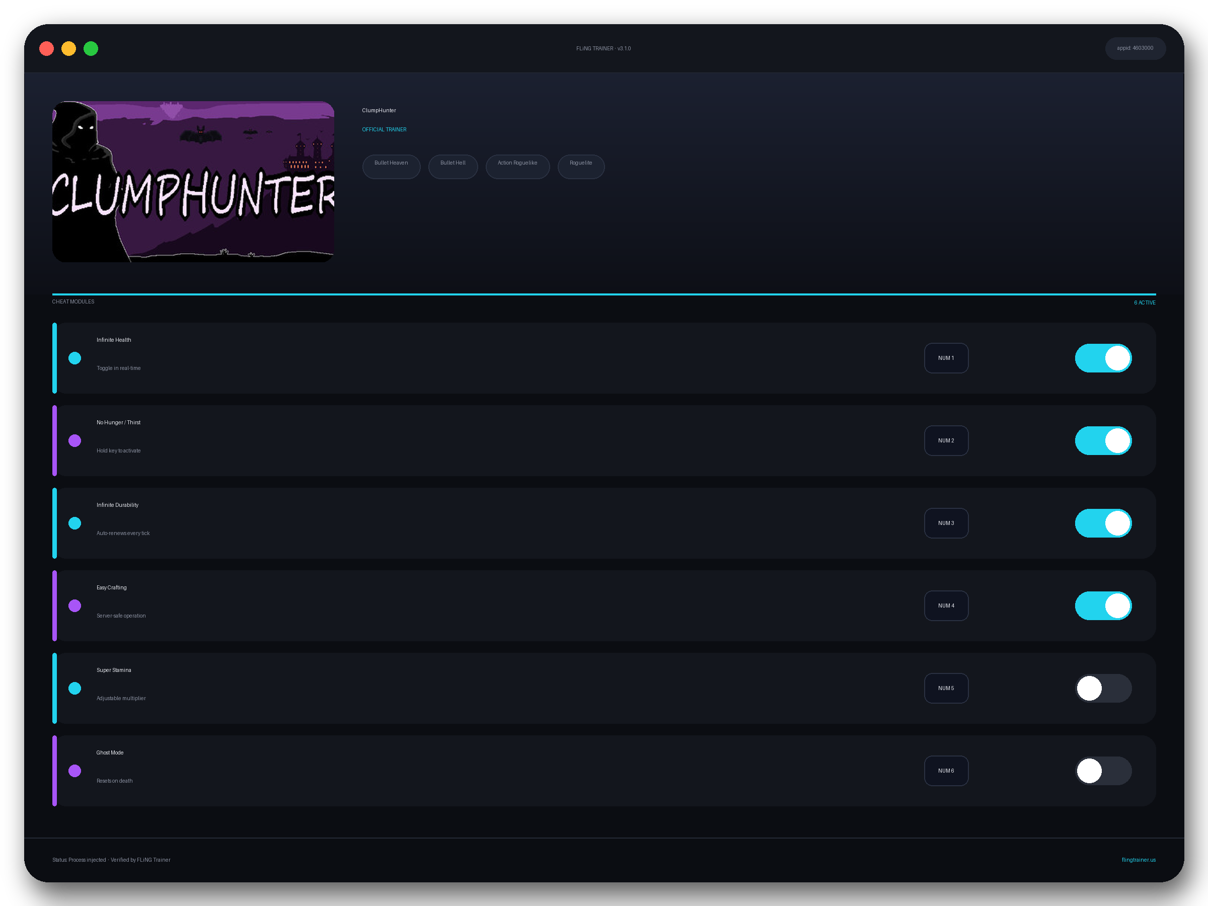 ClumpHunter Trainer interface