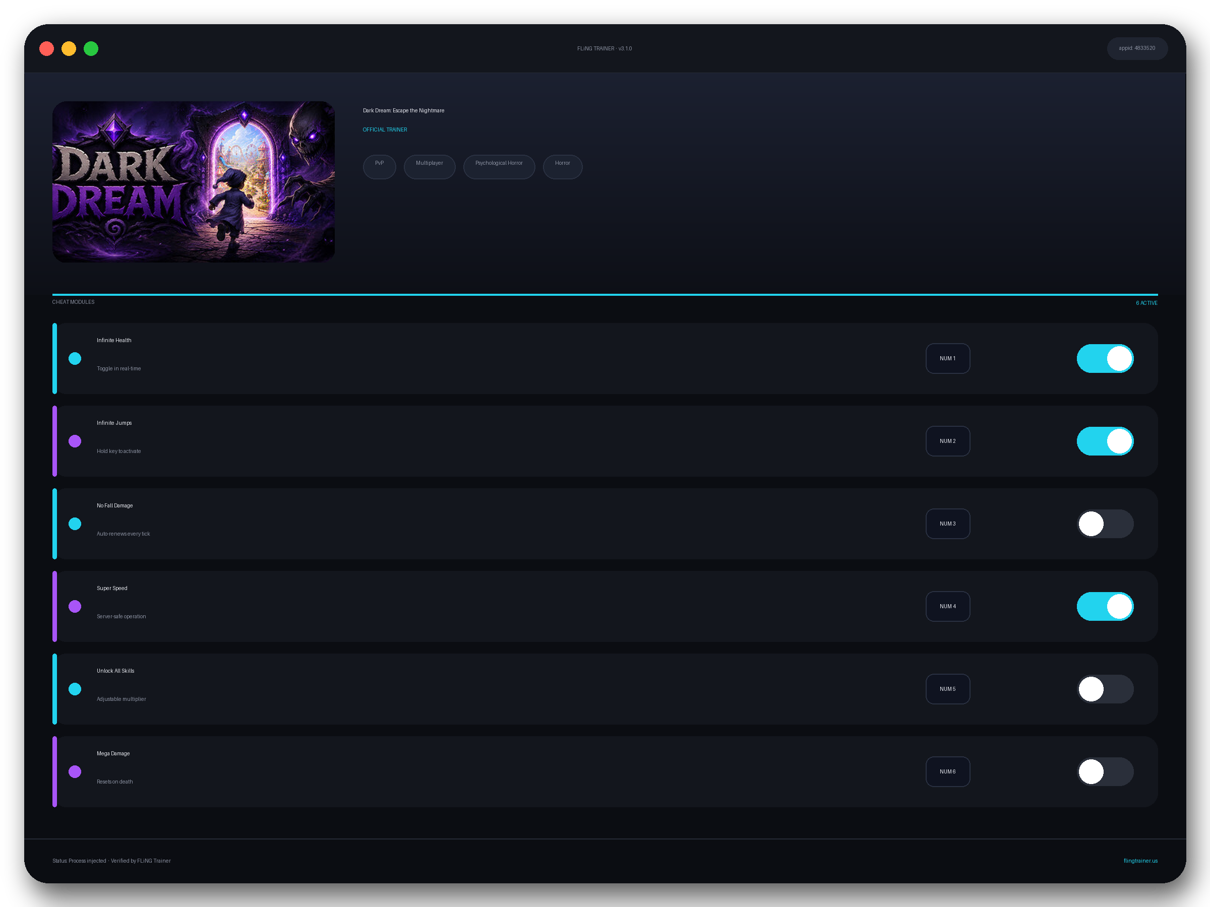 Dark Dream: Escape the Nightmare Trainer interface