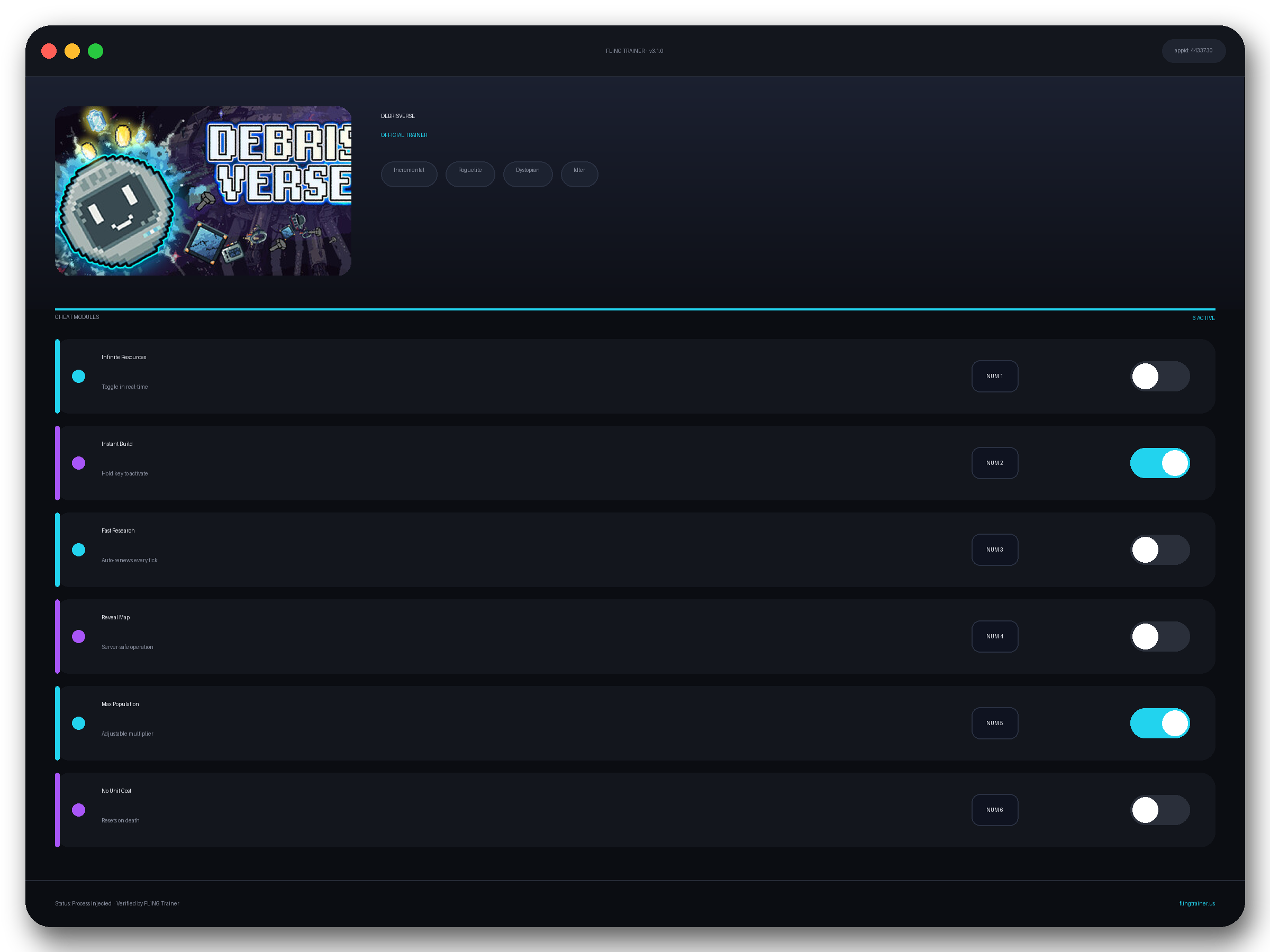 DEBRISVERSE Trainer interface