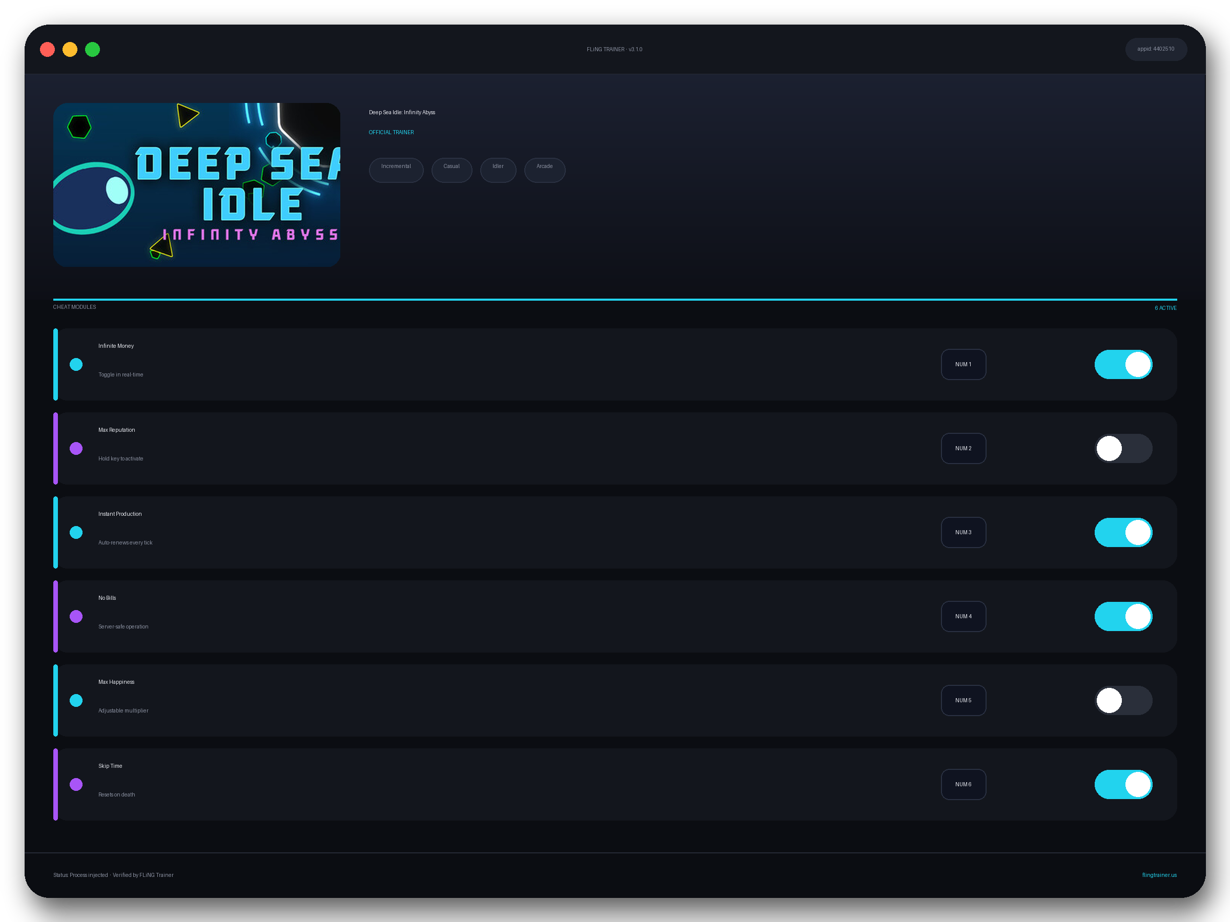 Deep Sea Idle: Infinity Abyss Trainer interface