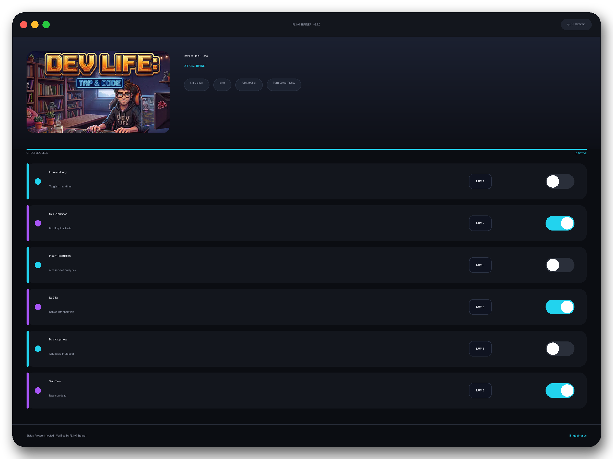 Dev Life: Tap & Code Trainer interface