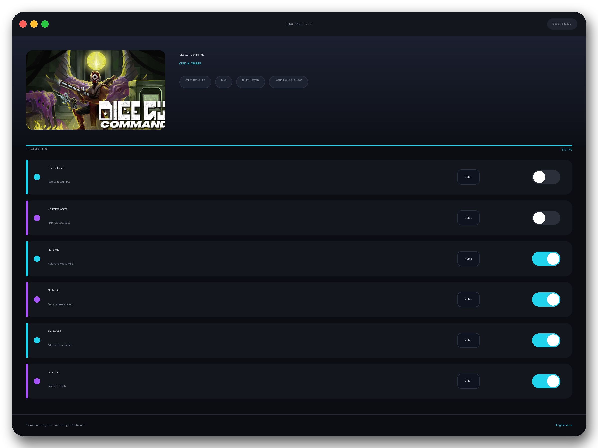 Dice Gun Commando Trainer interface