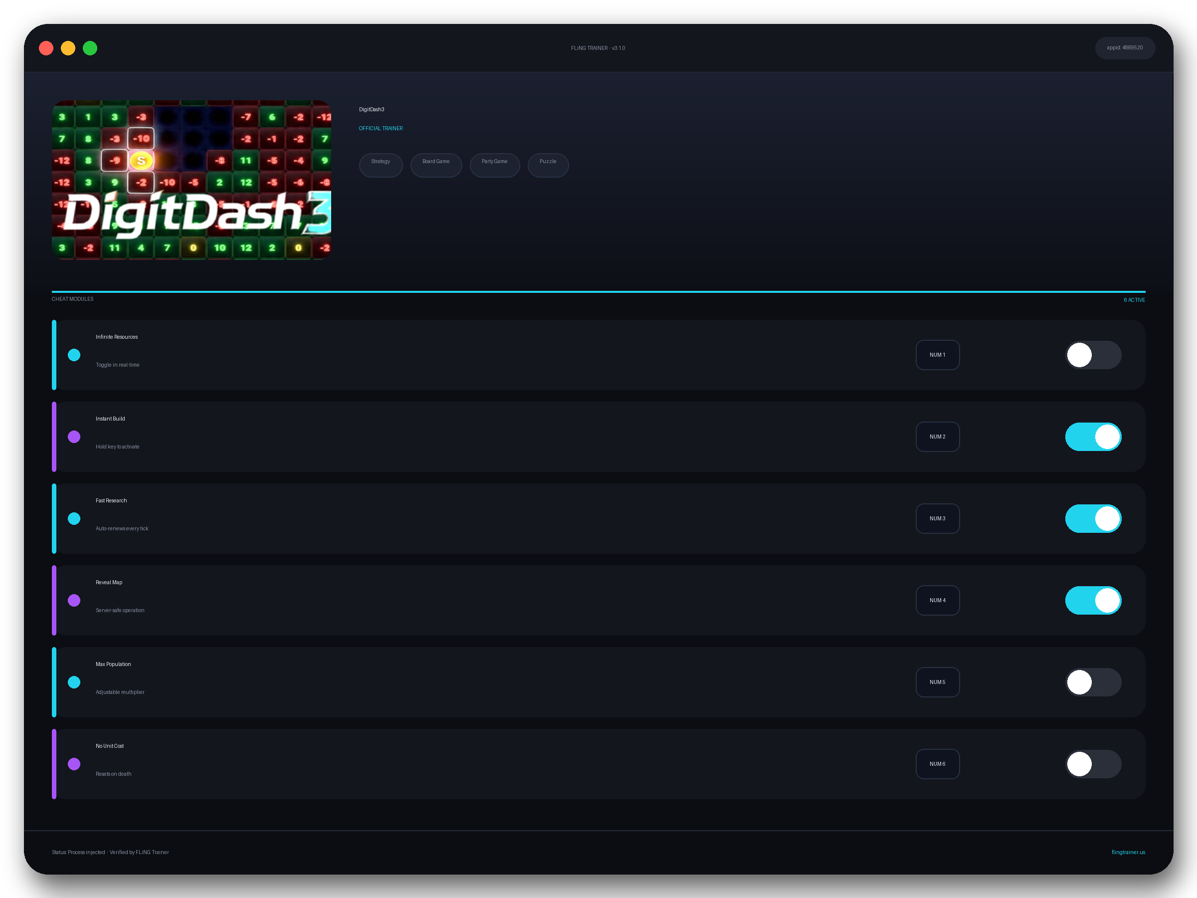 DigitDash3 Trainer interface