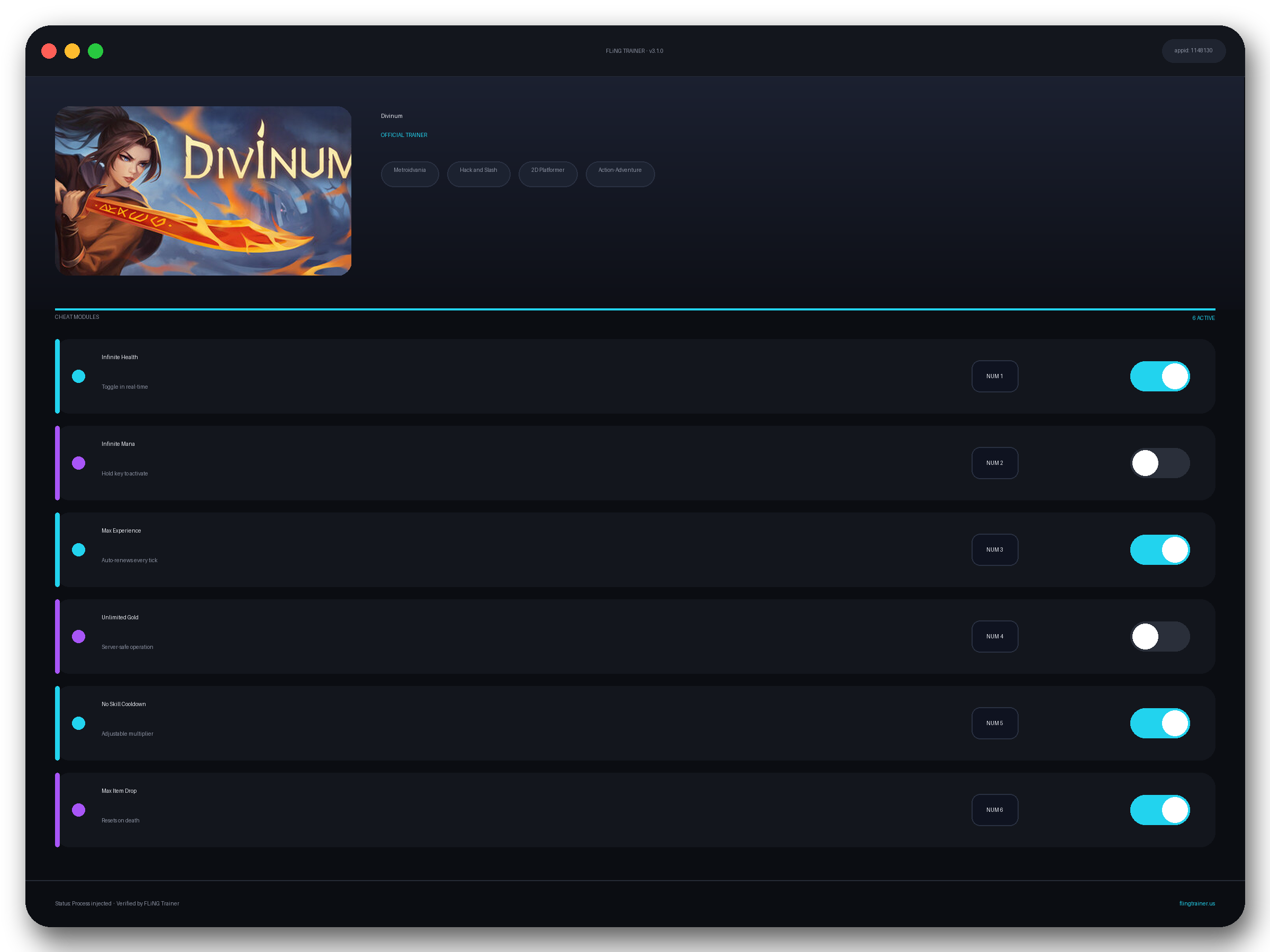Divinum Trainer interface