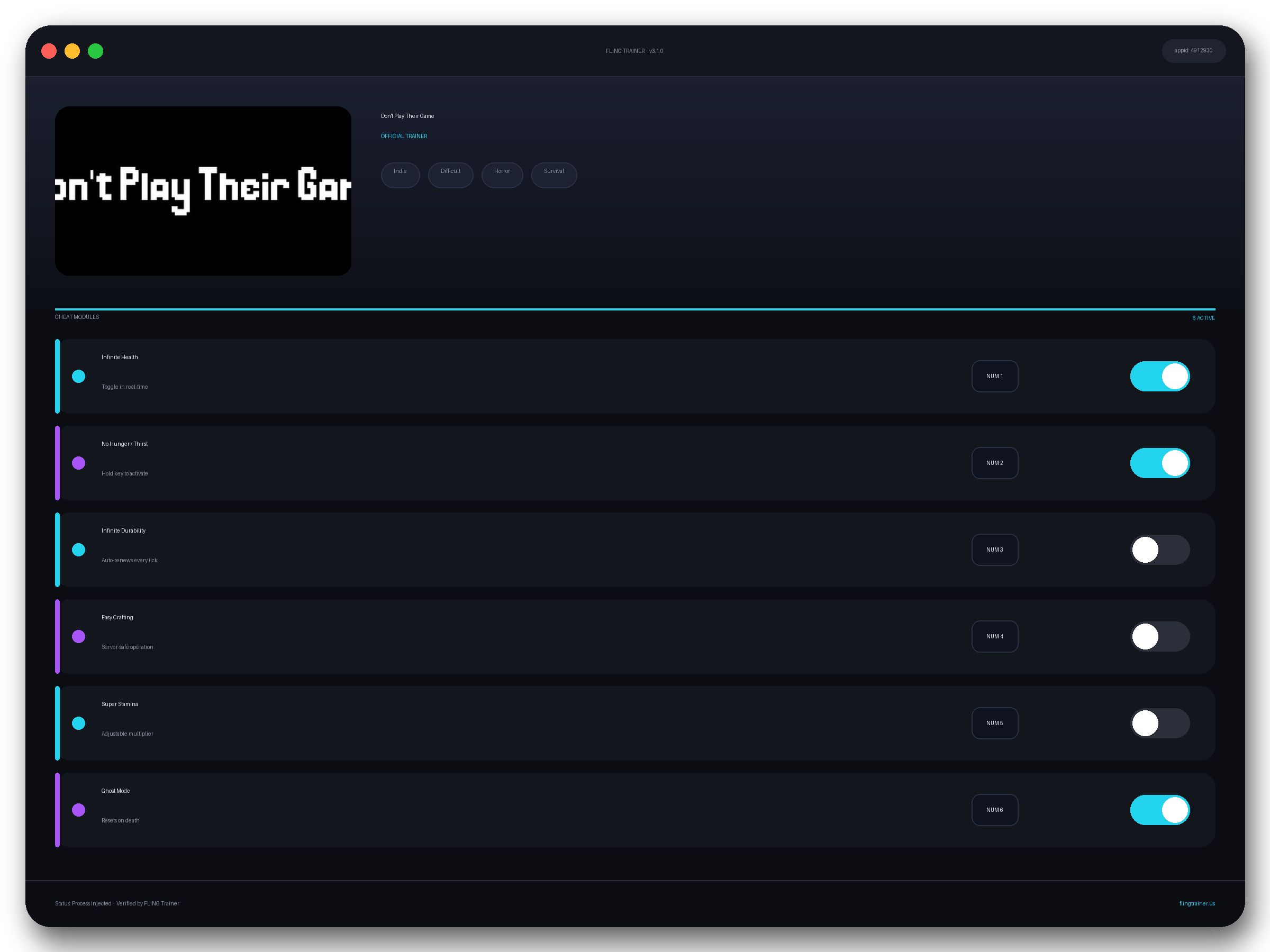 Don't Play Their Game Trainer interface
