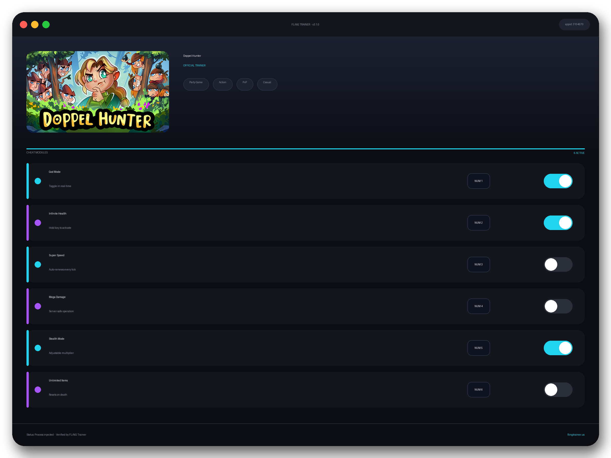 Doppel Hunter Trainer interface