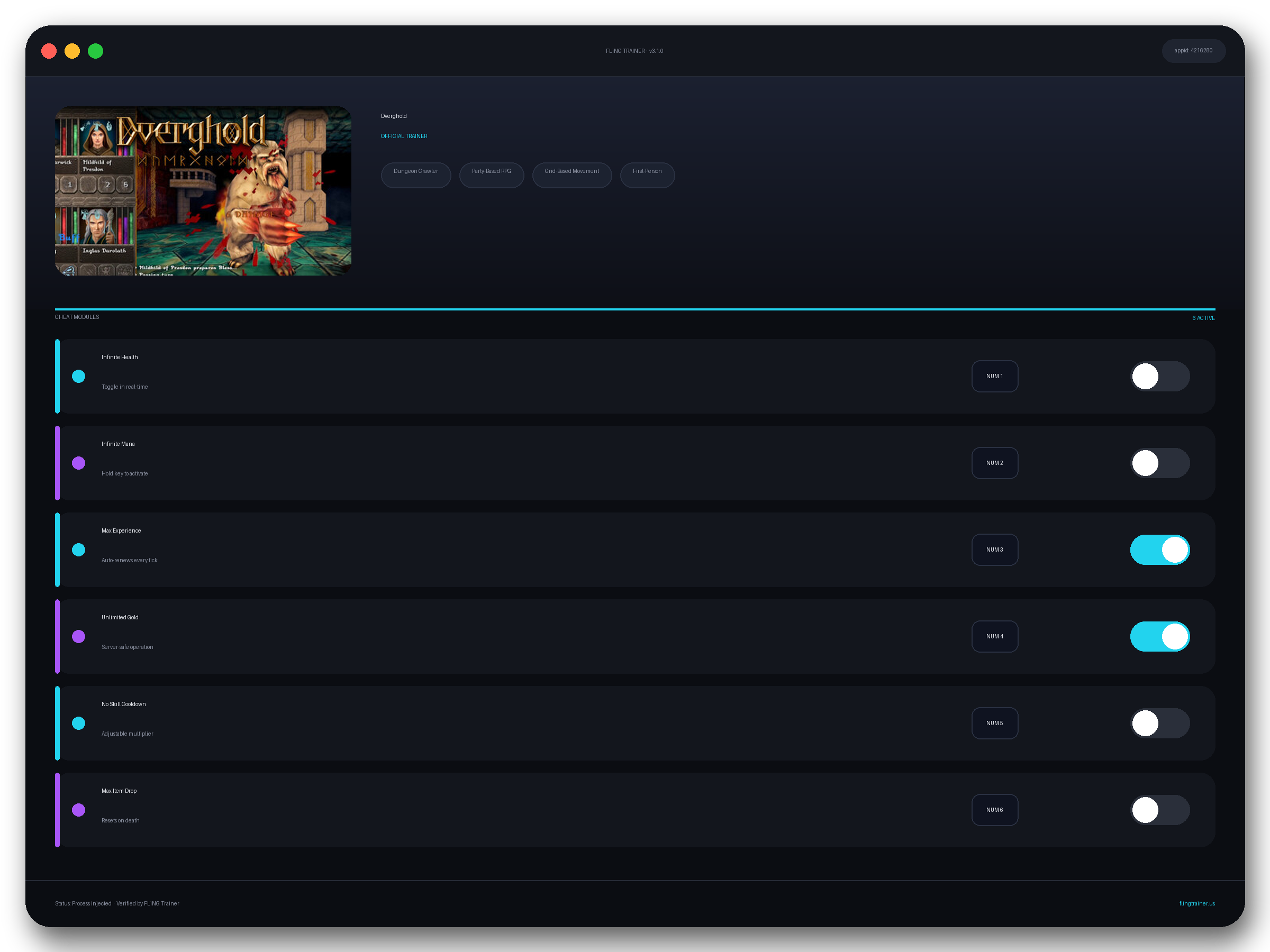 Dverghold Trainer interface