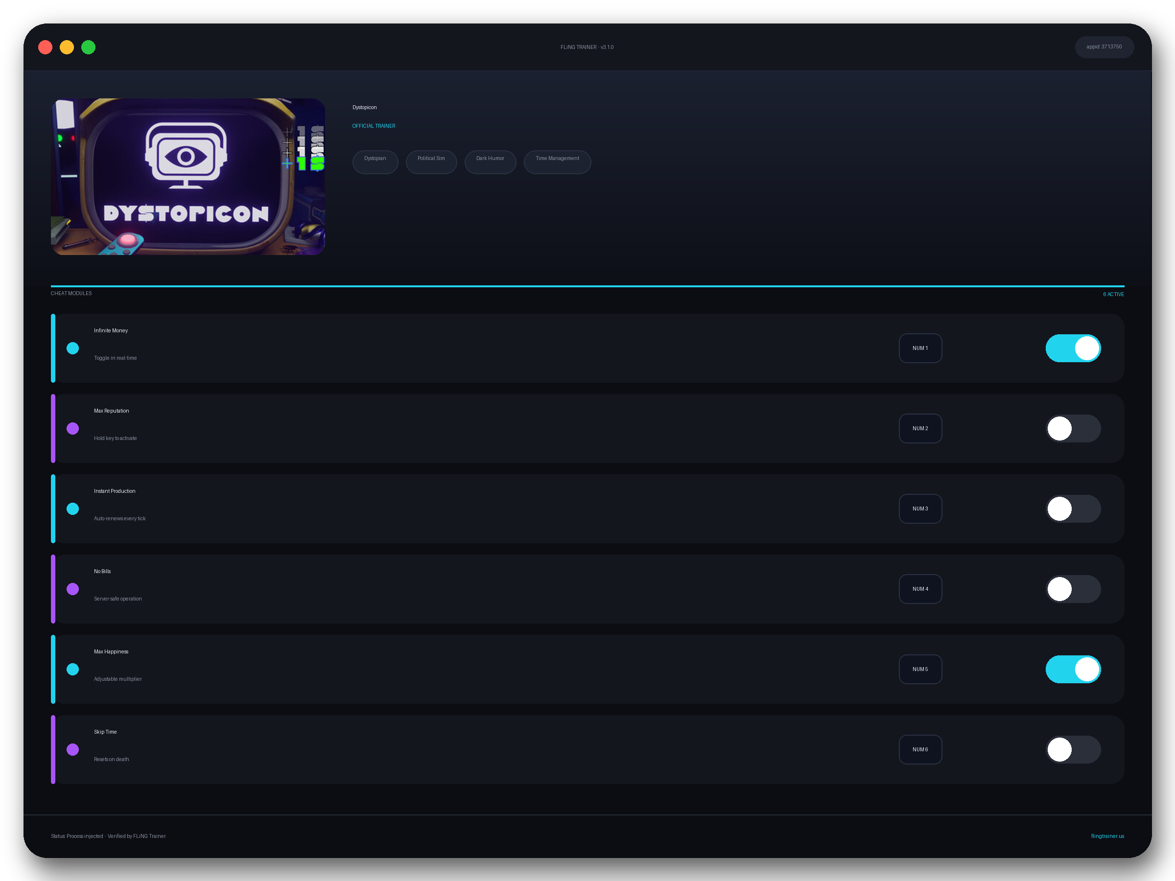 Dystopicon Trainer interface