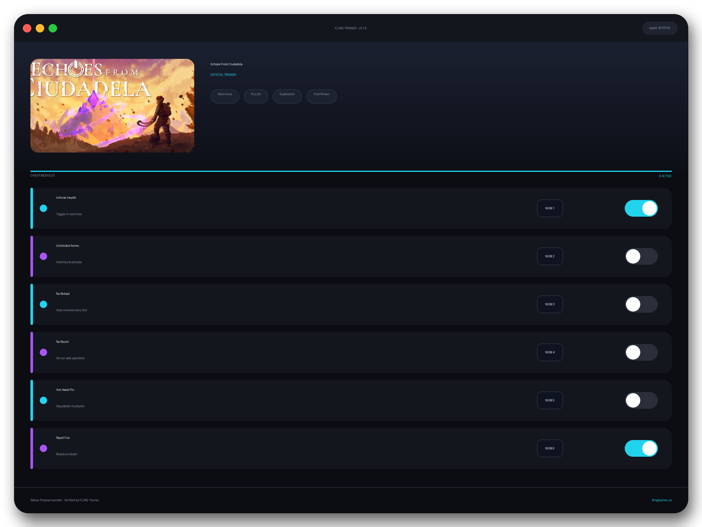 Echoes From Ciudadela Trainer interface