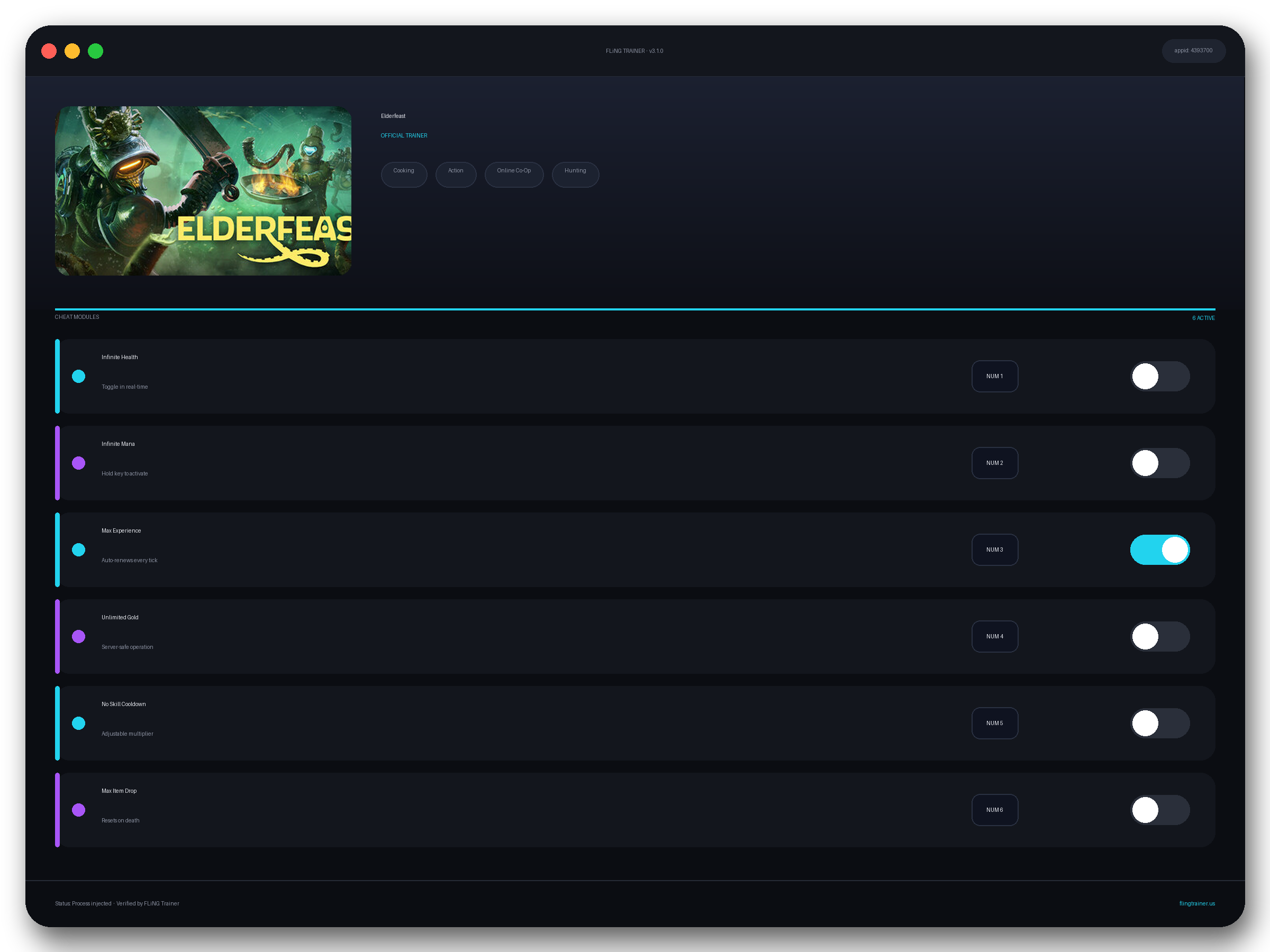 Elderfeast Trainer interface