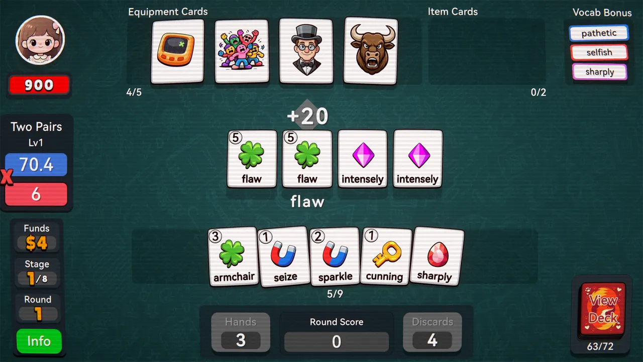 English Vocab Rush — in-game combat moment
