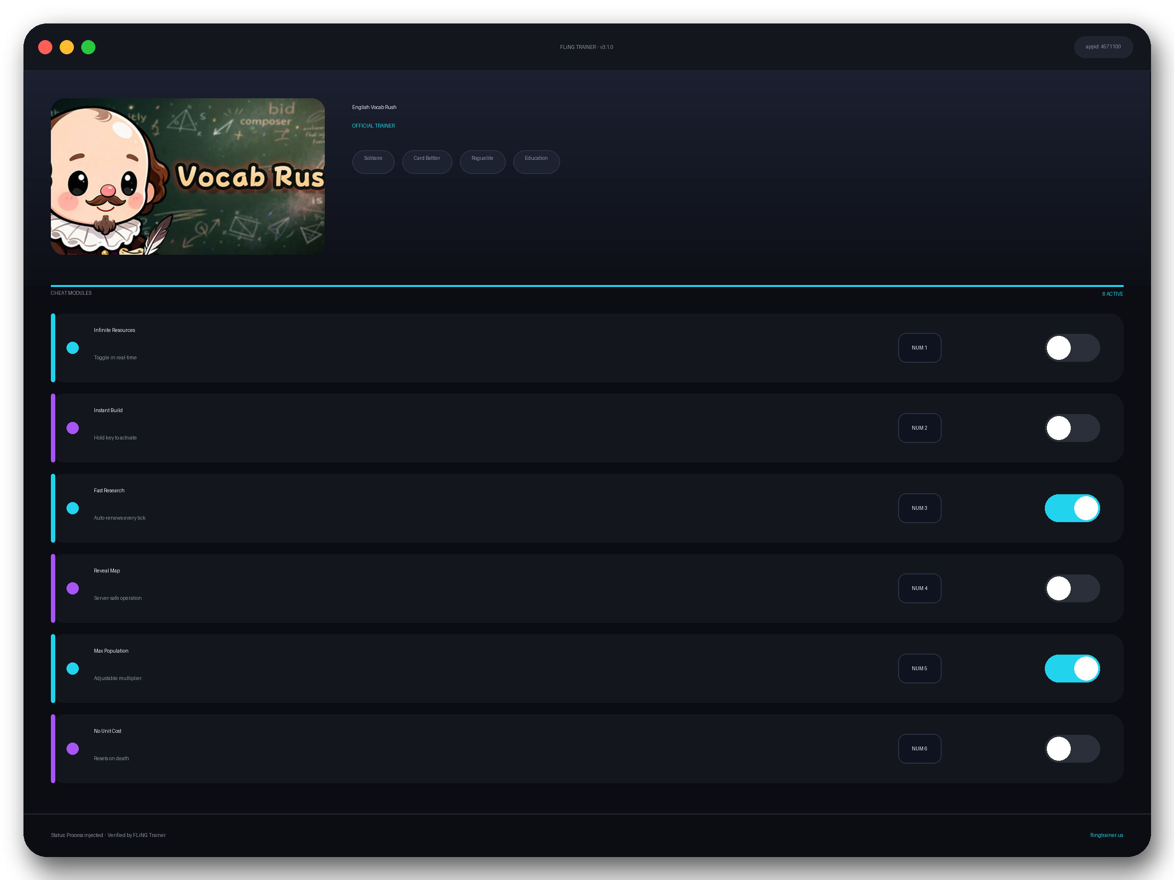 English Vocab Rush Trainer interface