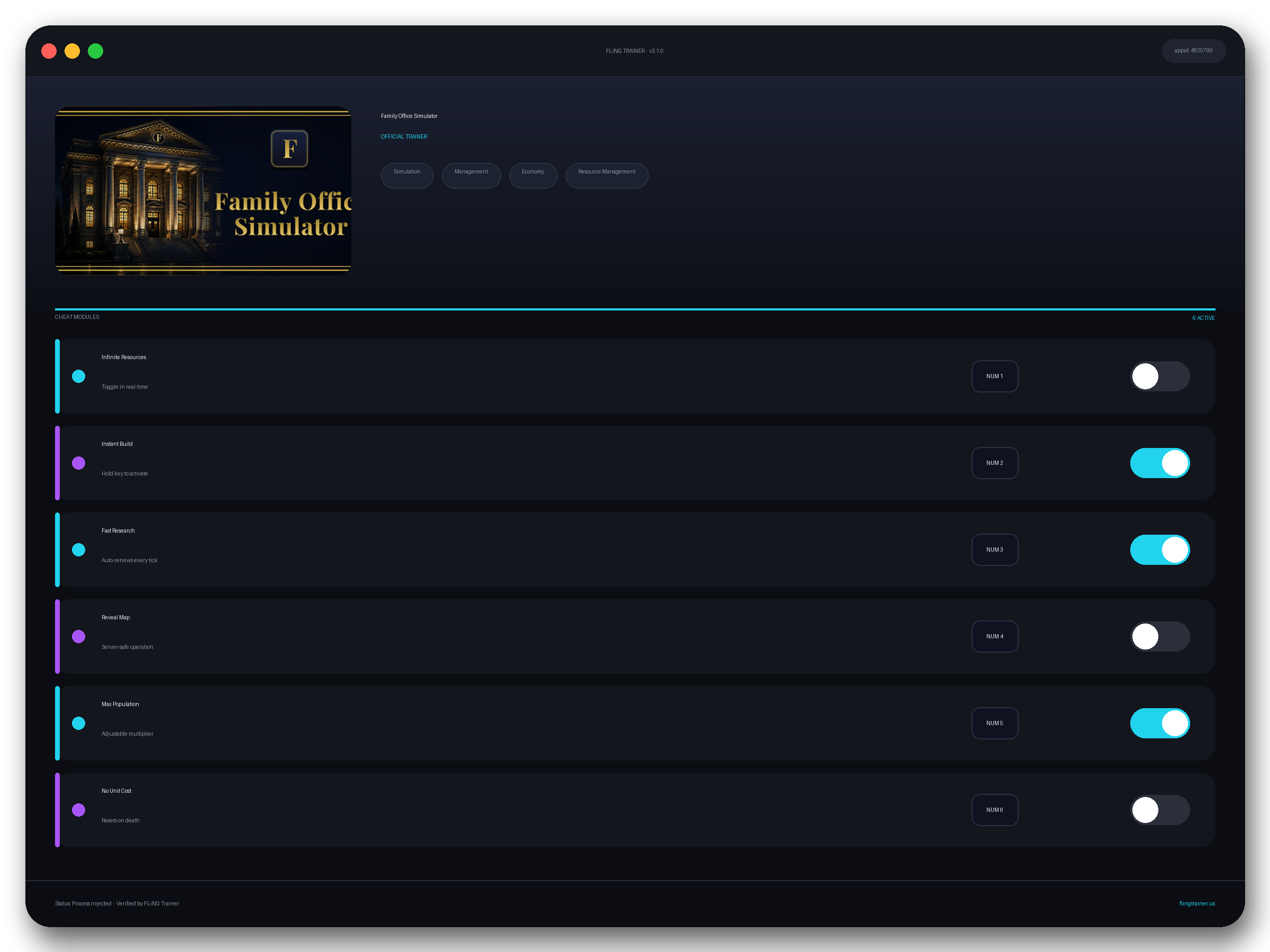 Family Office Simulator Trainer interface