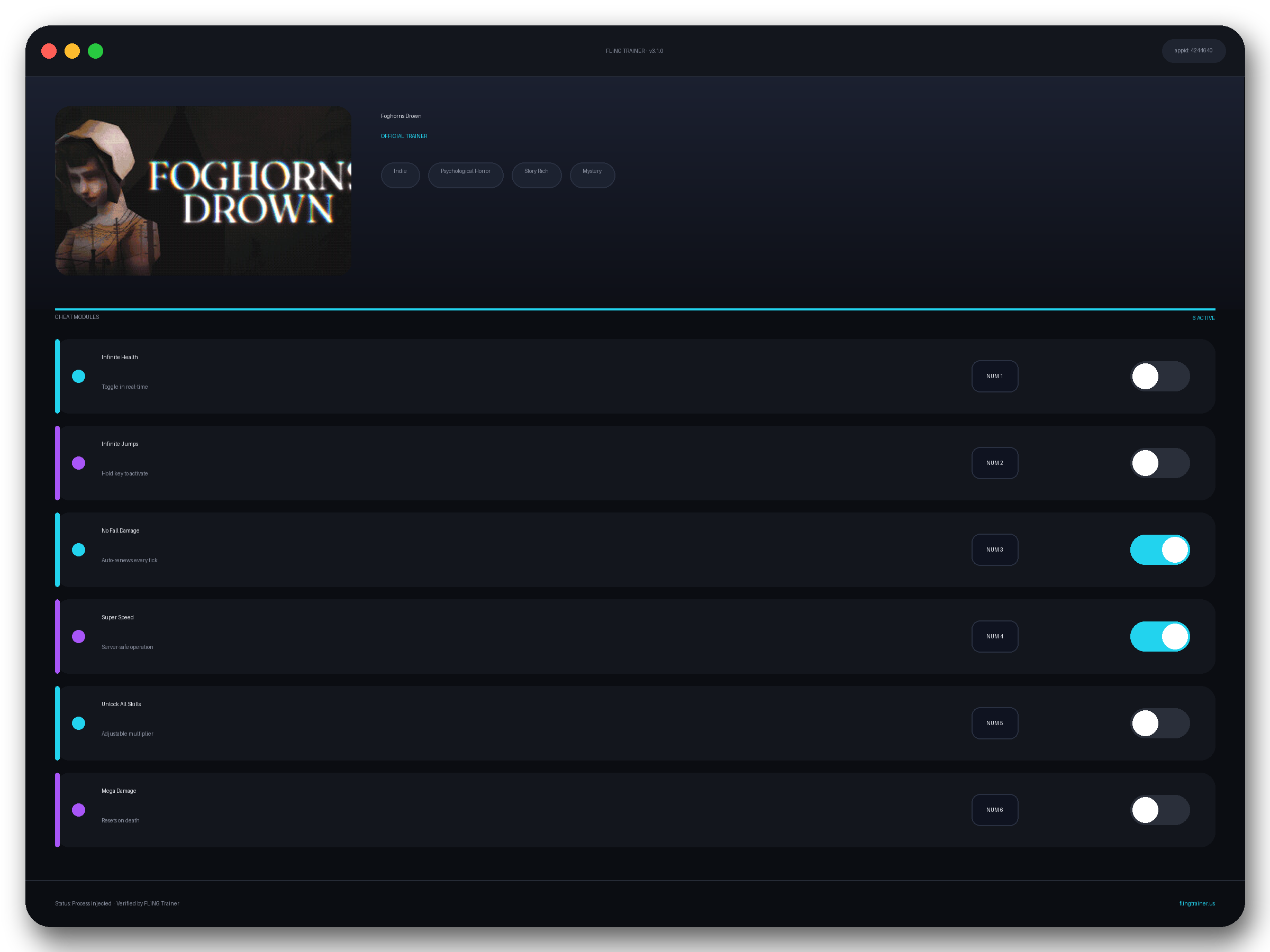 Foghorns Drown Trainer interface