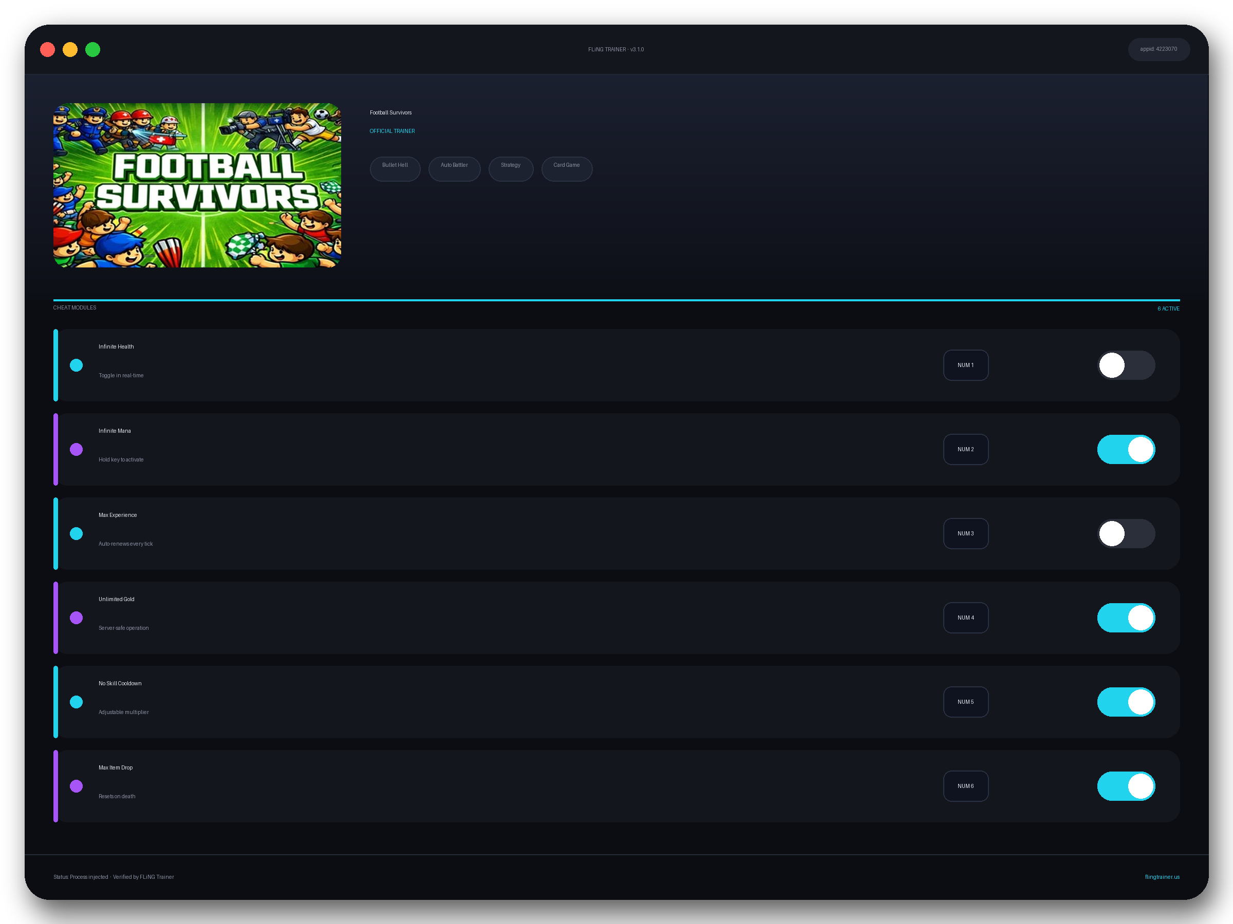 Football Survivors Trainer interface
