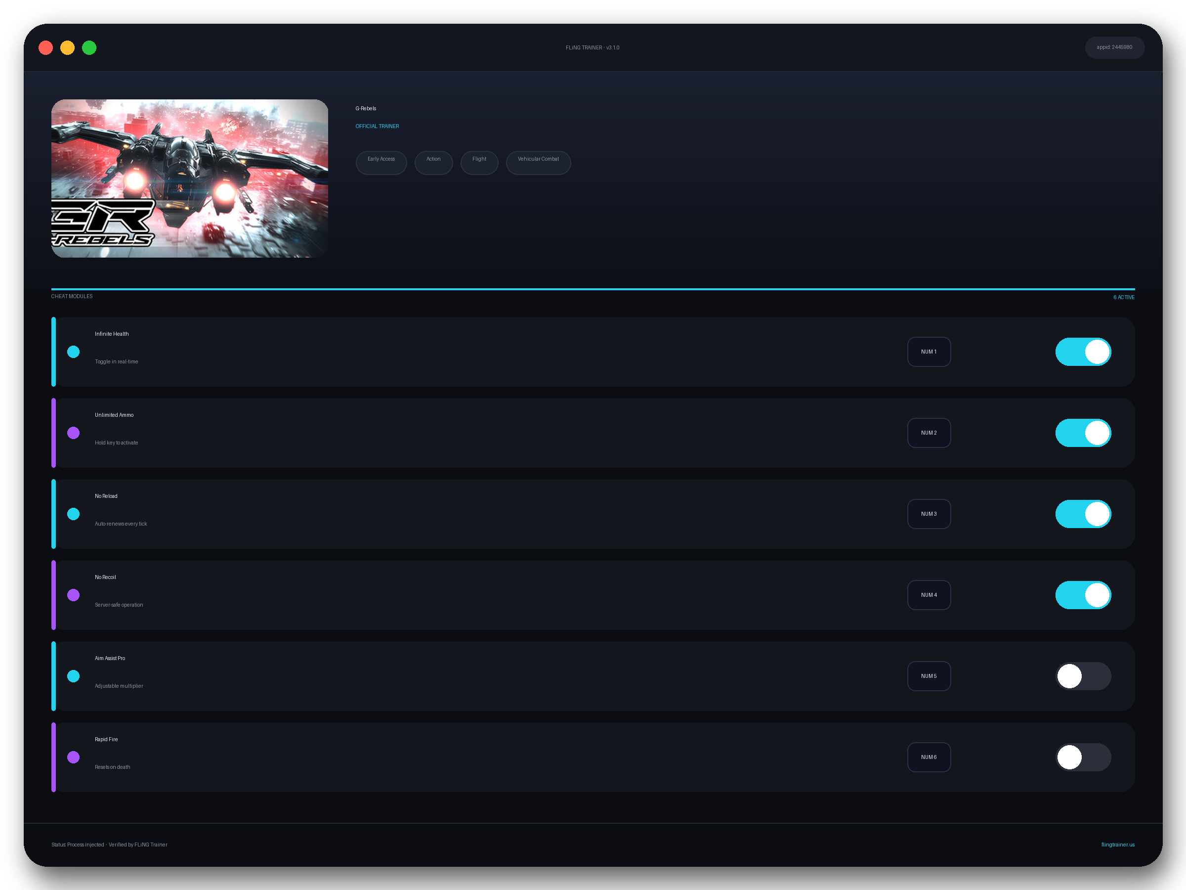 G-Rebels Trainer interface