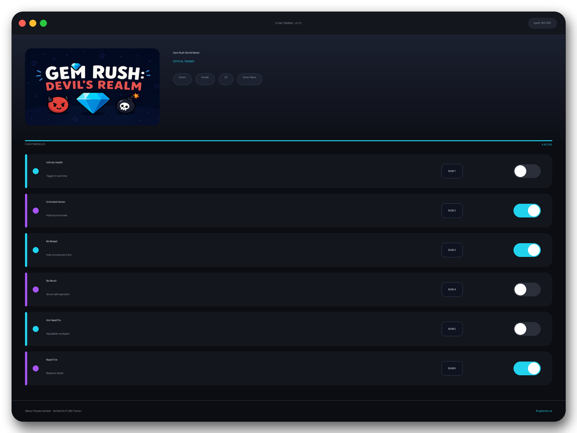 Gem Rush Devil's Realm Trainer interface