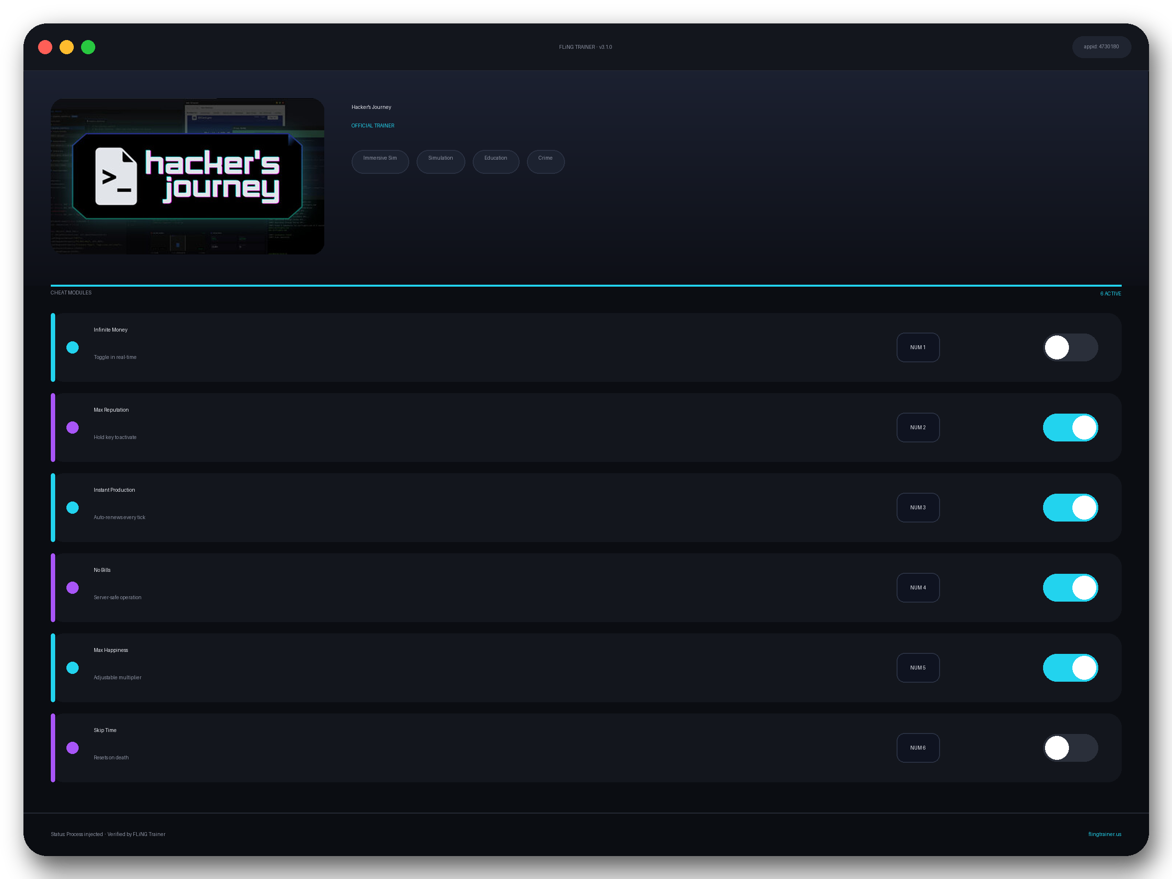 Hacker's Journey Trainer interface