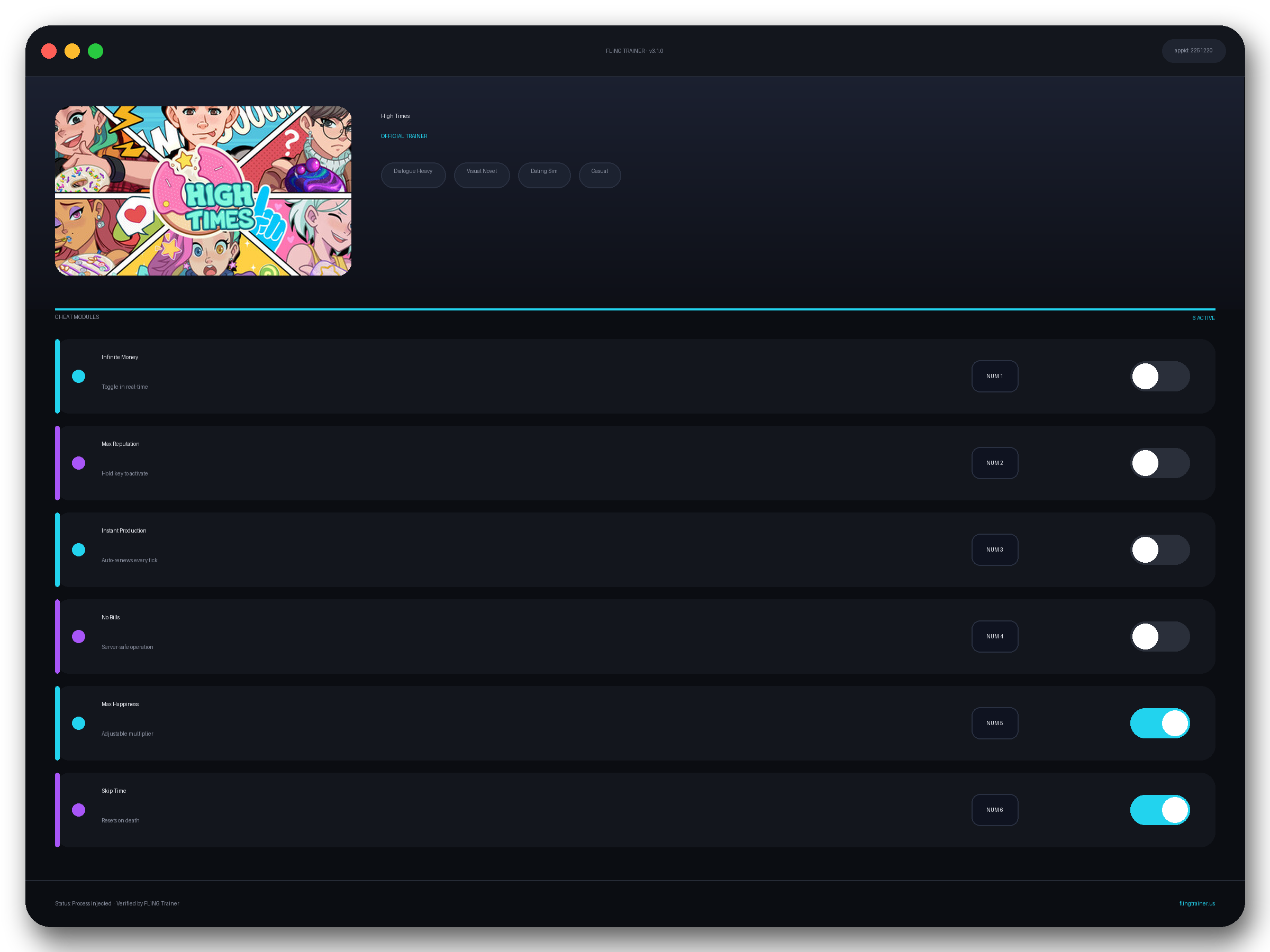 High Times Trainer interface