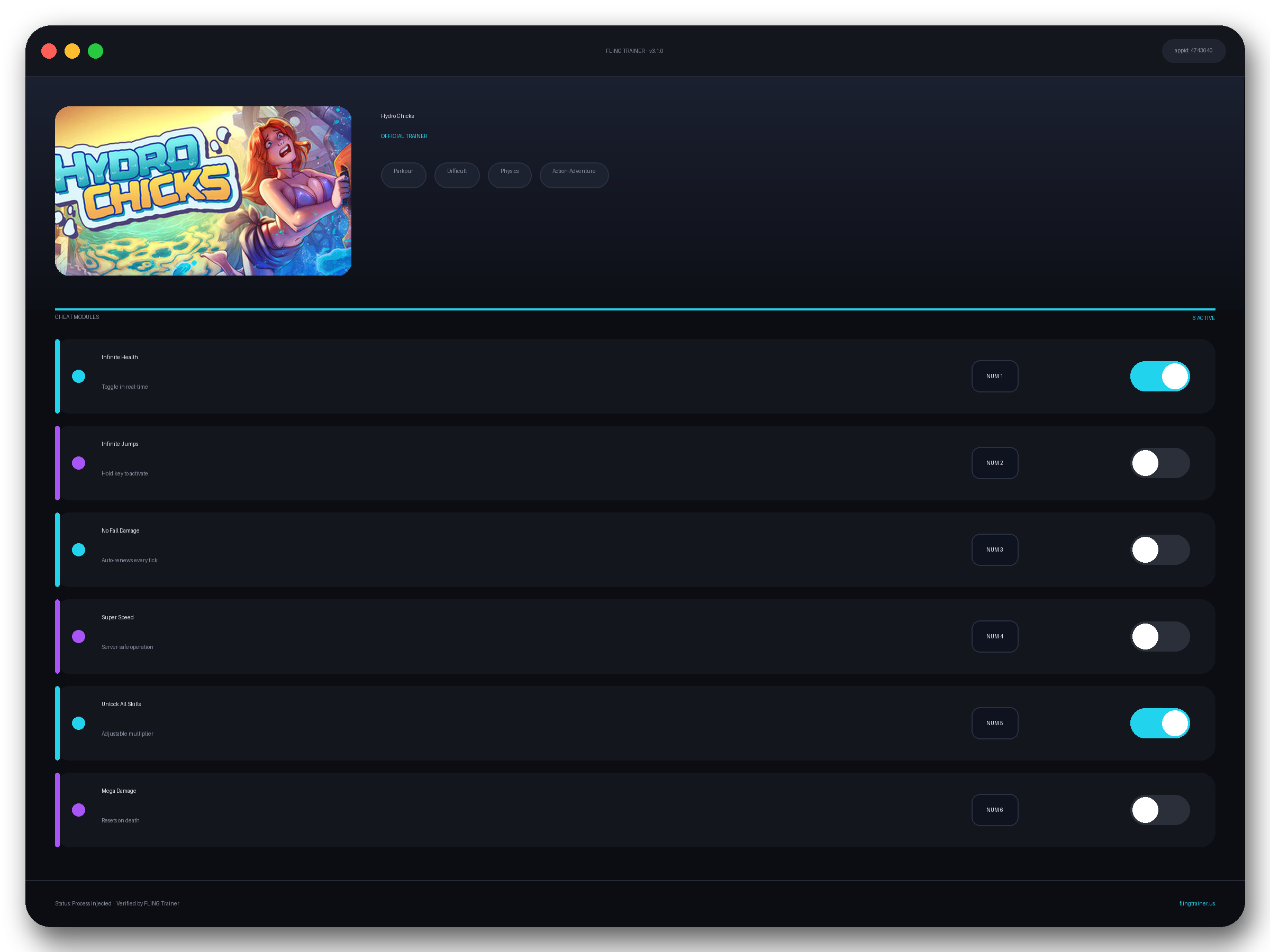 Hydro Chicks Trainer interface