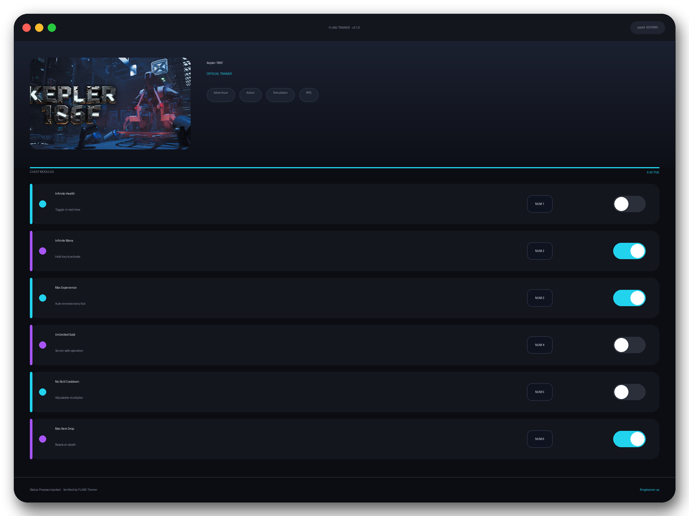 Kepler 186F Trainer interface