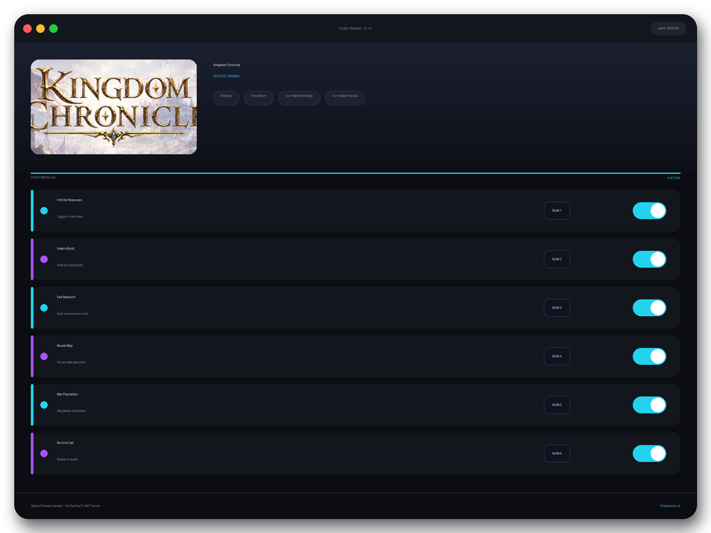 Kingdom Chronicle Trainer interface
