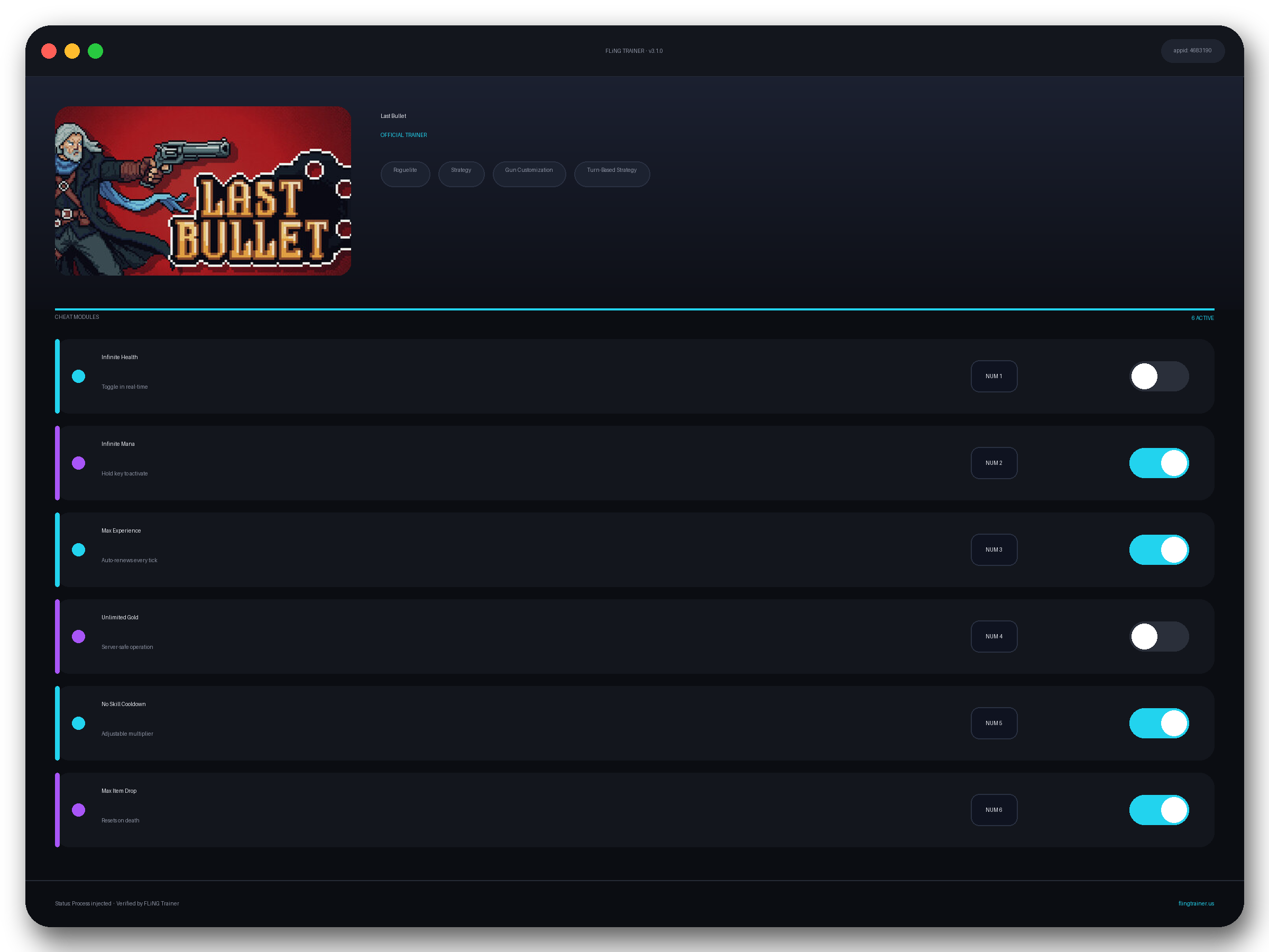 Last Bullet Trainer interface