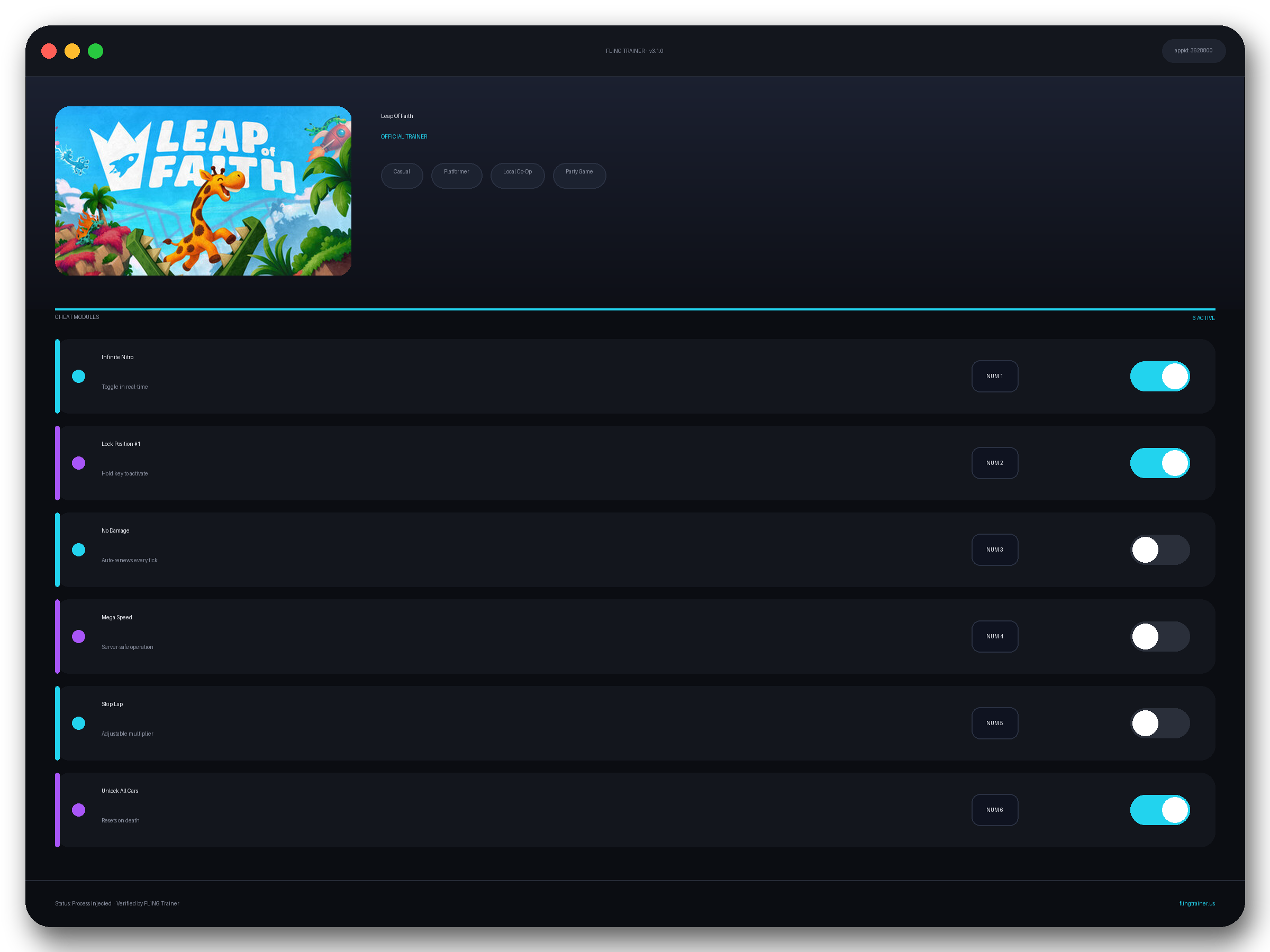 Leap Of Faith Trainer interface