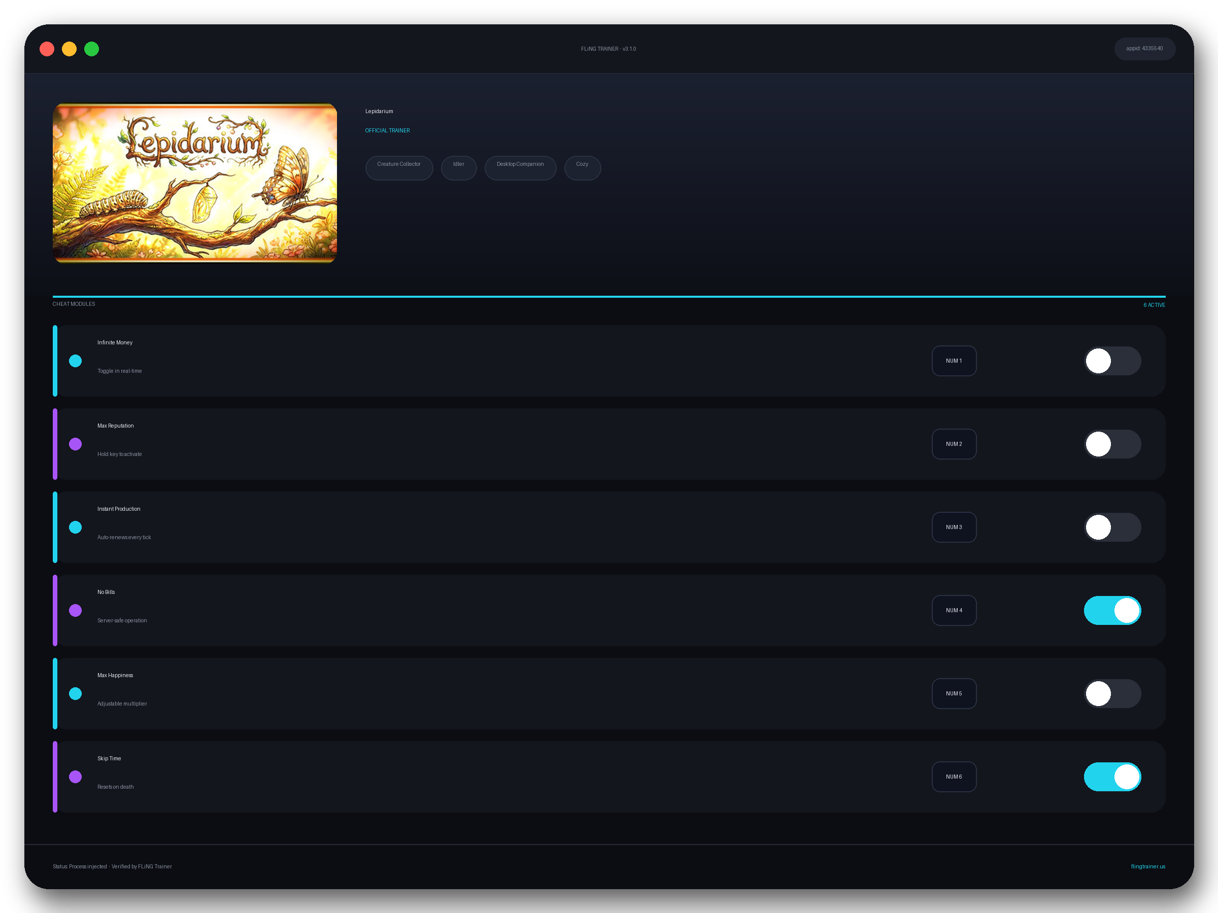 Lepidarium Trainer interface