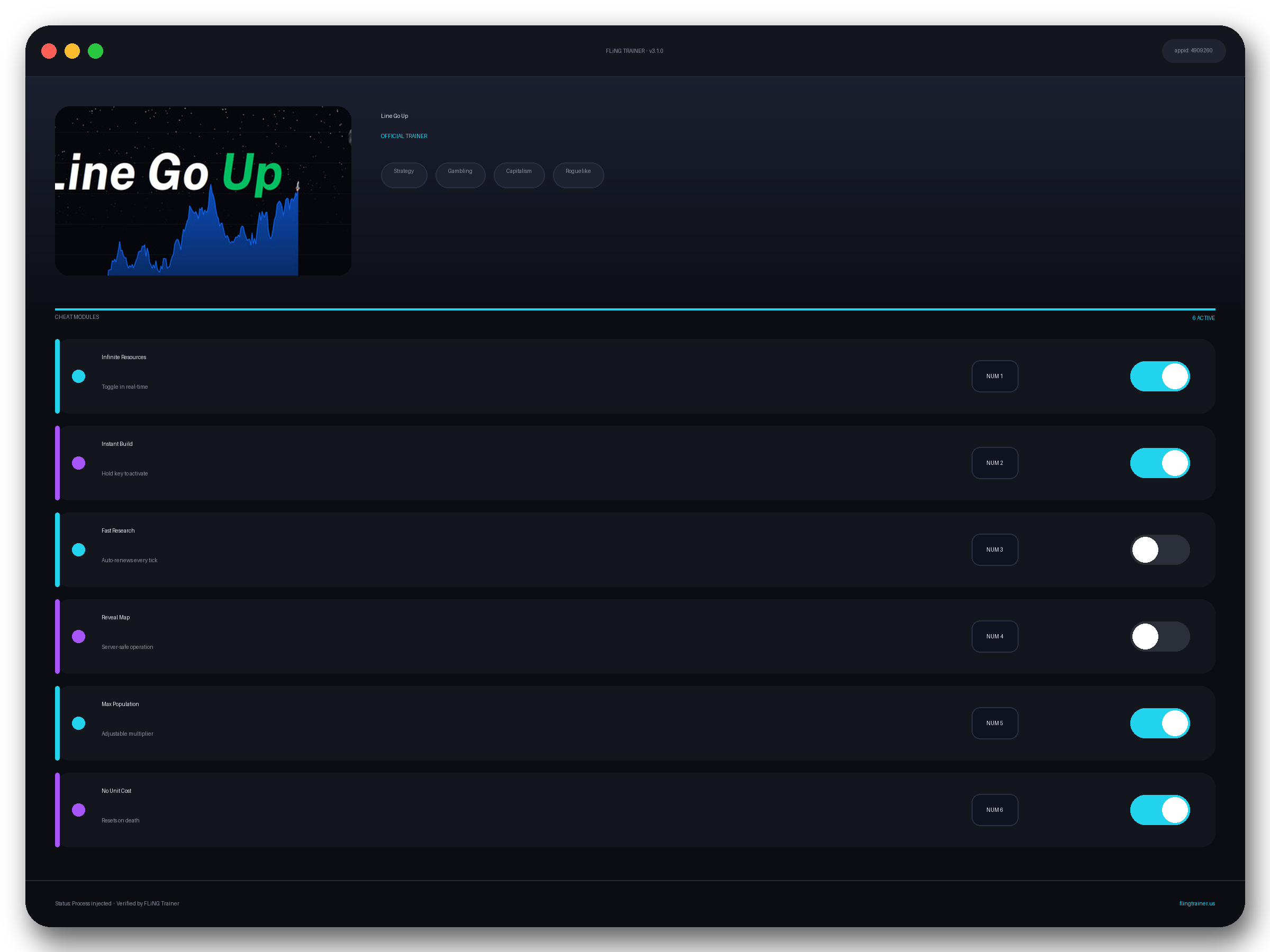 Line Go Up Trainer interface