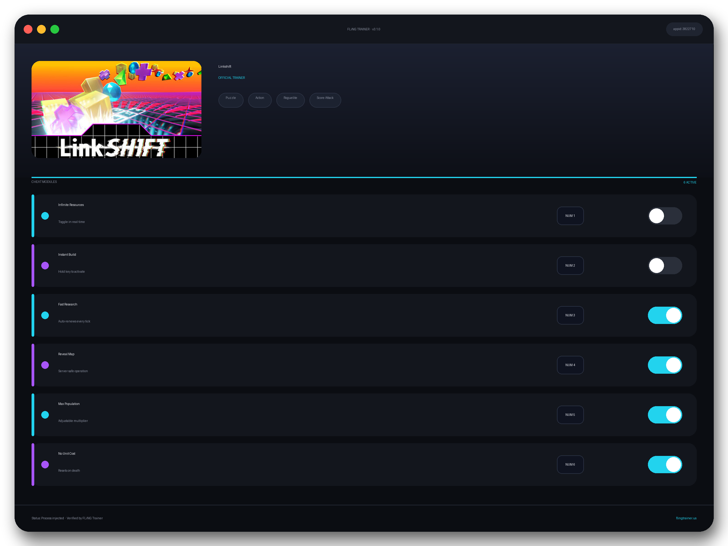 Linkshift Trainer interface