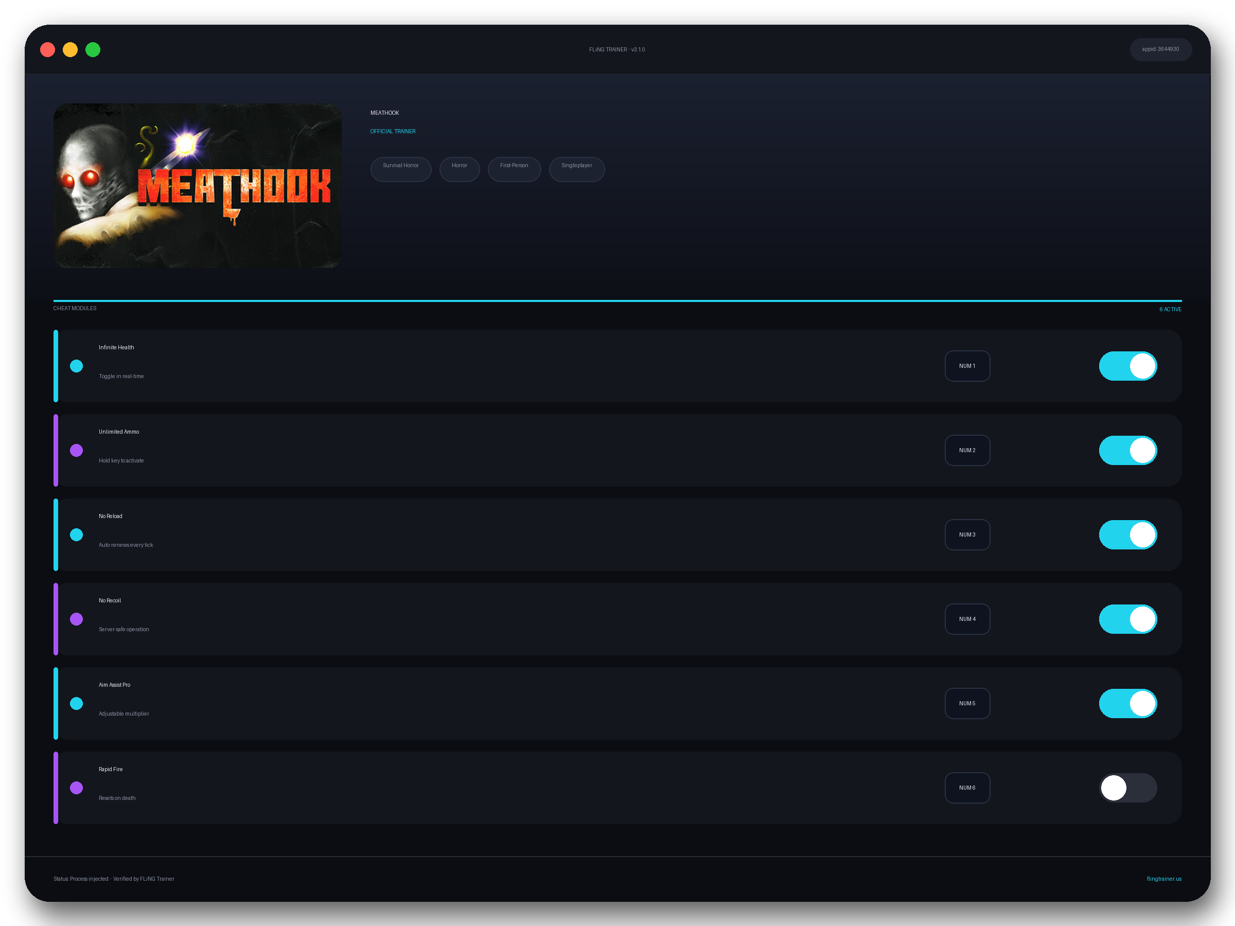 MEATHOOK Trainer interface