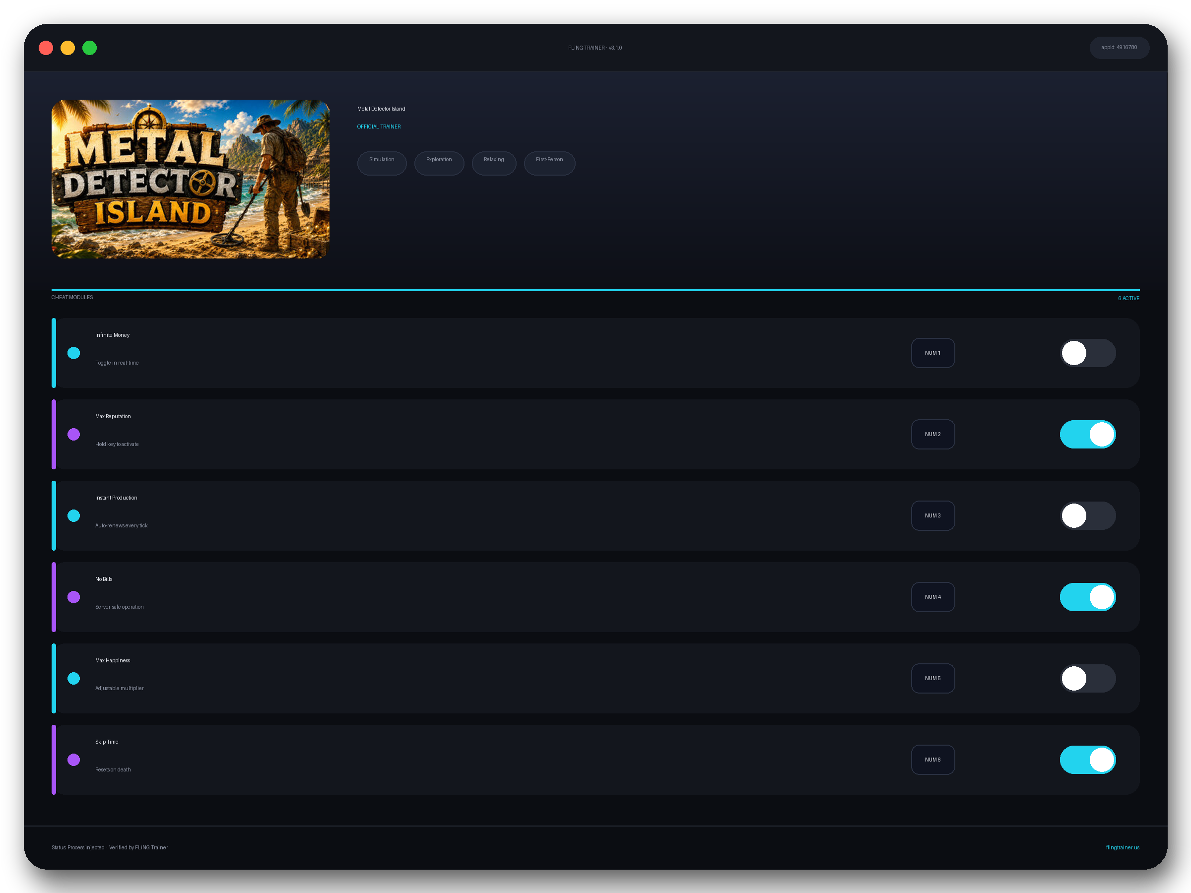 Metal Detector Island Trainer interface