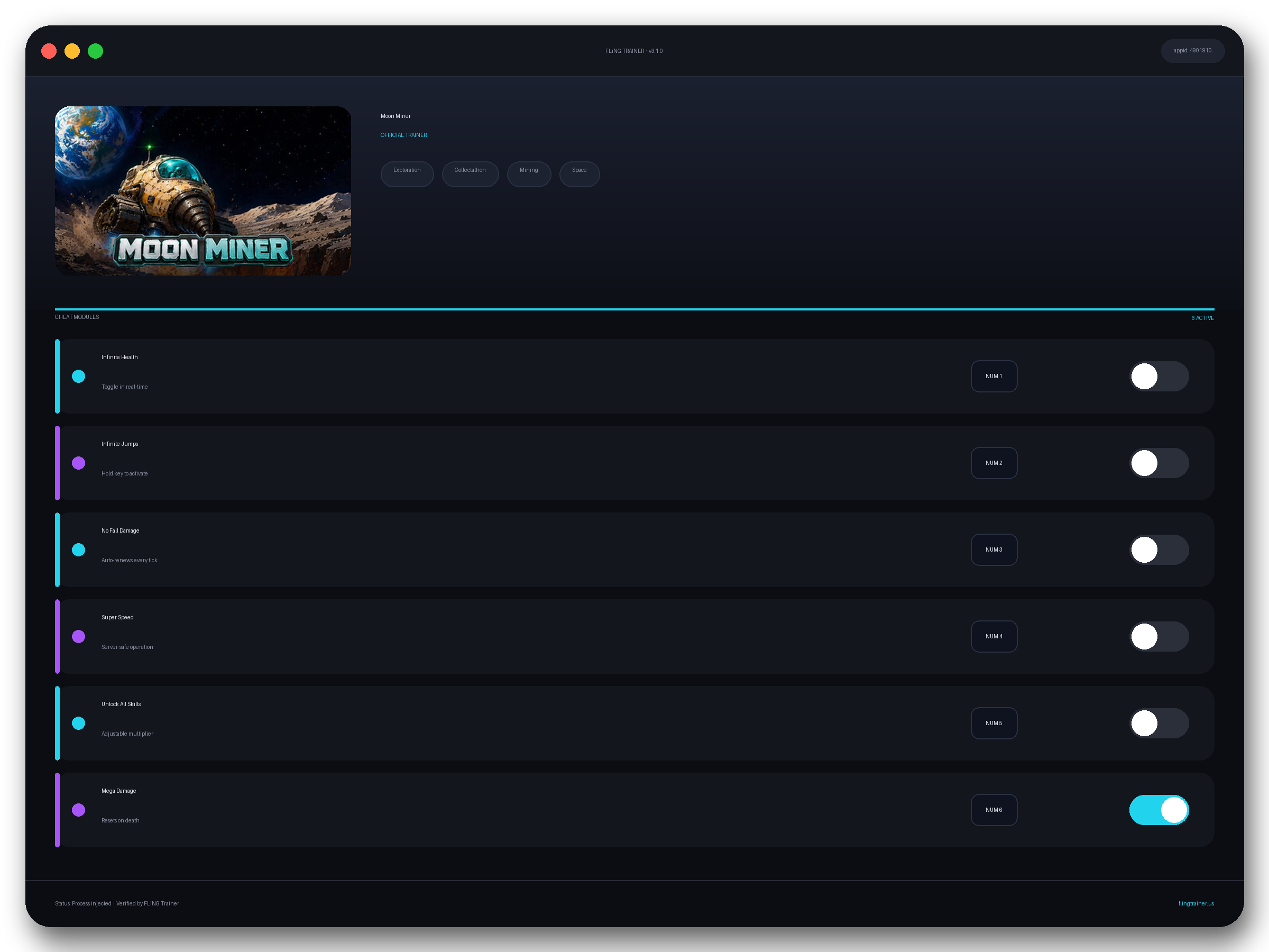 Moon Miner Trainer interface