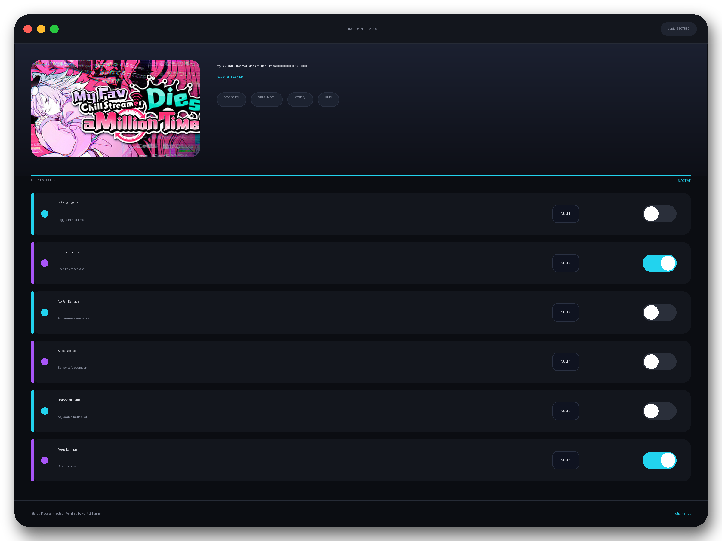 My Fav Chill Streamer Dies a Million Times｜ゆるゆる生配信する推しは100万回死ぬ Trainer interface